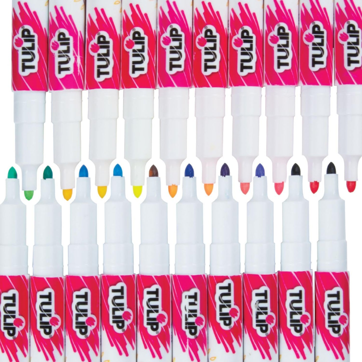 Tulip Permanent Fabric Markers Rainbow 20 Pack - Fine Tip, Minimal Bleed & Fast Drying - Premium Quality for T-shirts, Clothes, Shoes, Bags & Other Fabric Materials