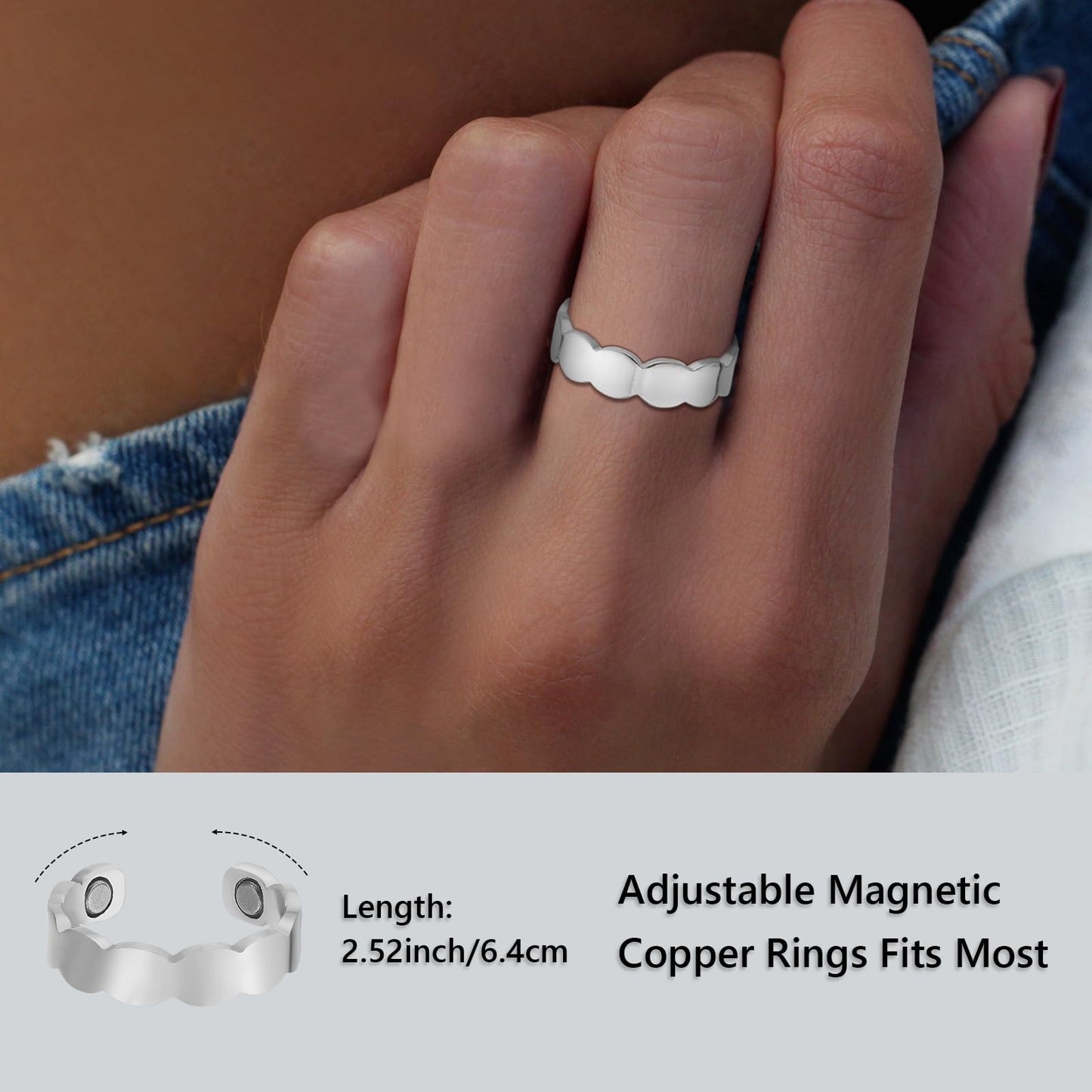 BioMag Lymphatic Drainage Copper Ring for Women, 99.99% Pure Copper Healing Magnetic Therapy Rings, Gifts for Women