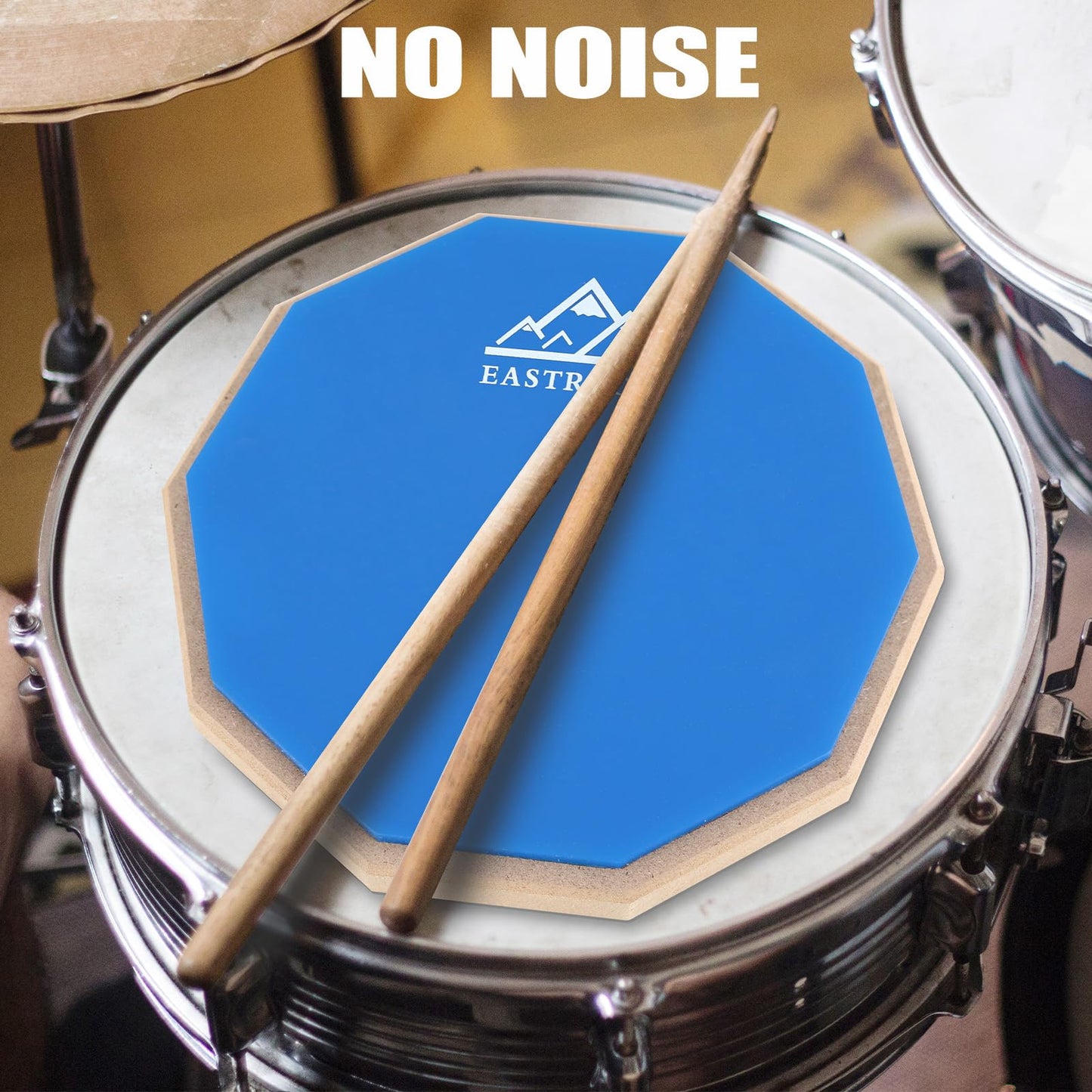 EASTROCK 8 Inches Practice Drum Pad, Double Sided Drum Pad, Silicone Dumb Drum for Beginners (Blue)