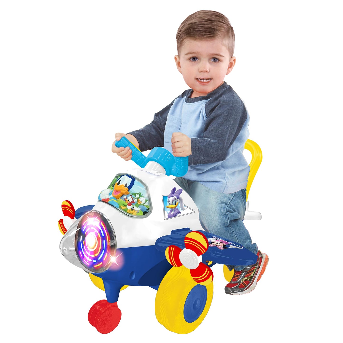 Kiddieland Disney Donald Duck Activity Plane Ride-On, Foot-to-Floor Lights & Sounds with Interactive Steering Wheel, Dashboard, Parent Handle, Ages 12–36 Months