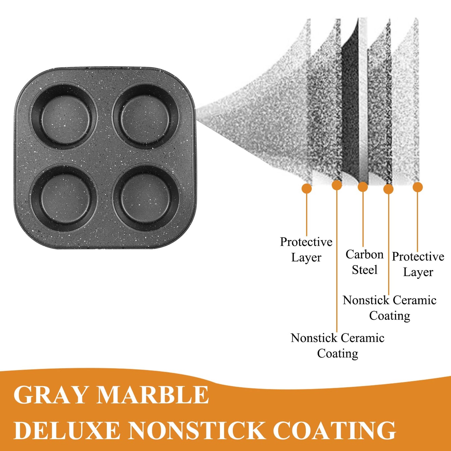 Walooza 4 Cup Muffin Pan 2 Pack, Nonstick Mini Muffin Tin for Air Fryer, 1.18In Deep Cupcake Baking Pan for Frittatas, Tarts, Brownies