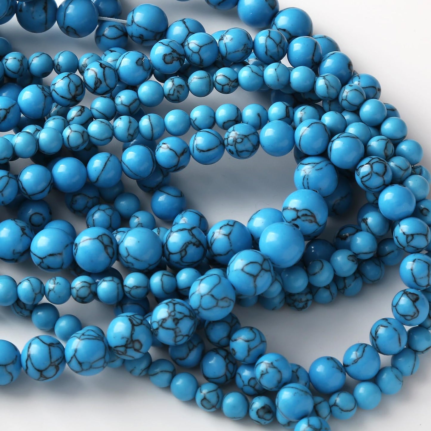 45PCS 8MM Blue Turquoises Round Loose Beads Natural Gemstone Beads for Jewelry Making DIY Bracelet Necklace 15"