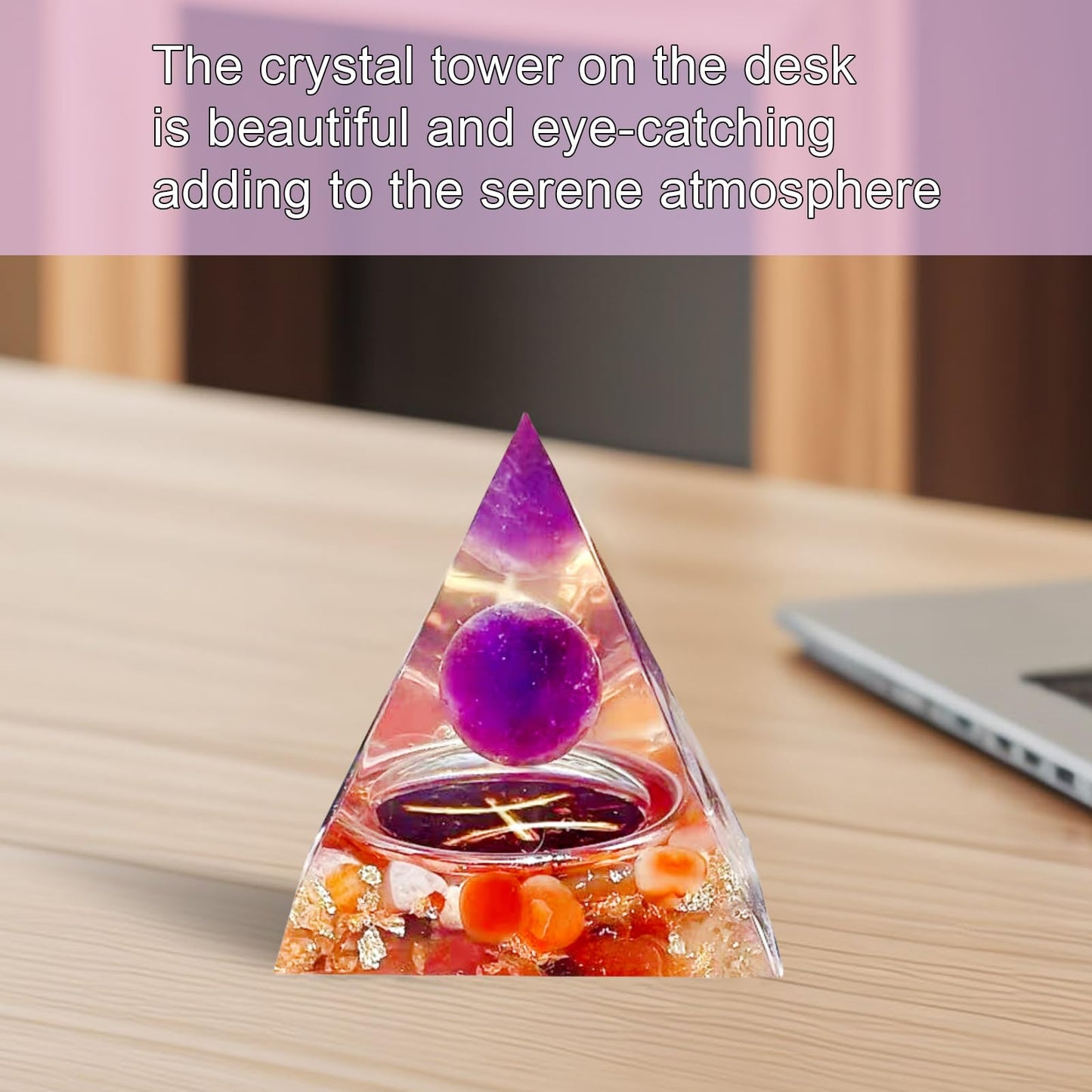 Saefheled Twelve Constellations Pisces Orgone Pyramid,Natural Amethyst&Red Agate Orgonite Crystal Healing Pyramid for Protection Chakra,Unique Constellation Pyramid for Positive Energy.Money Health