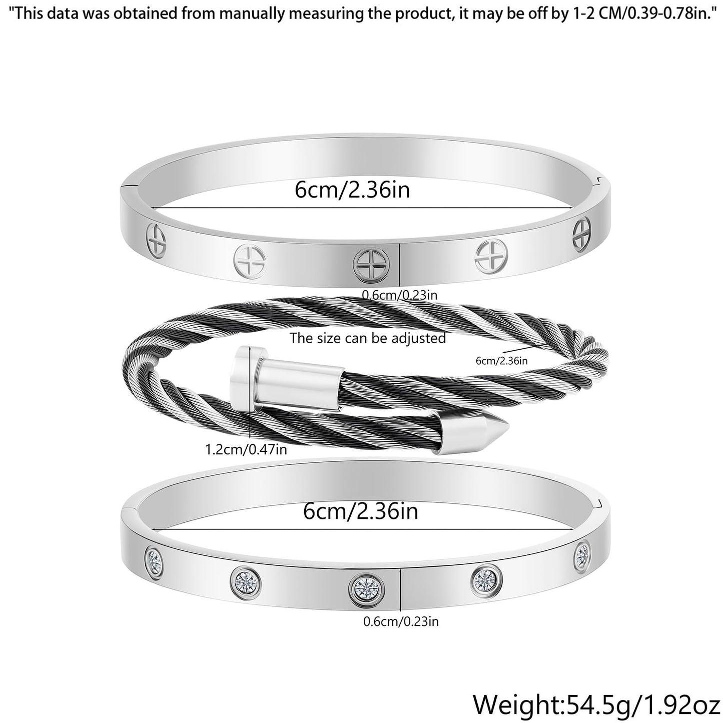 Camhanno Gold Bracelets for Women - Stackable Bangles with Friendship & Love Theme - Stainless Steel Jewelry Gift for Her (Style 13)