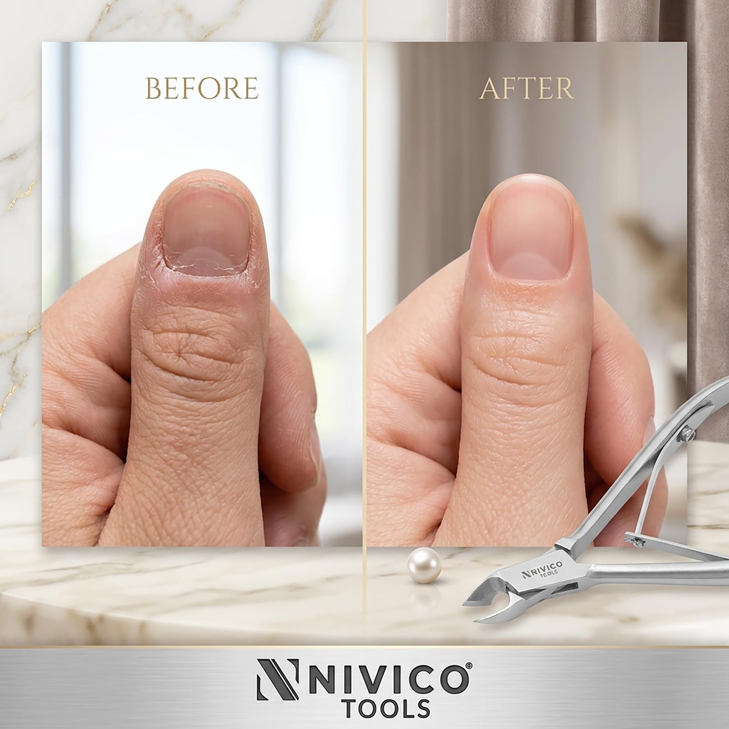 Nivico Tools Professional Cuticle Nipper – Surgical Stainless Steel Cuticle Trimmer & Hangnail Clipper – Ultra-Sharp Precision Jaw with Frictionless Double Spring for Manicure & Pedicure Care