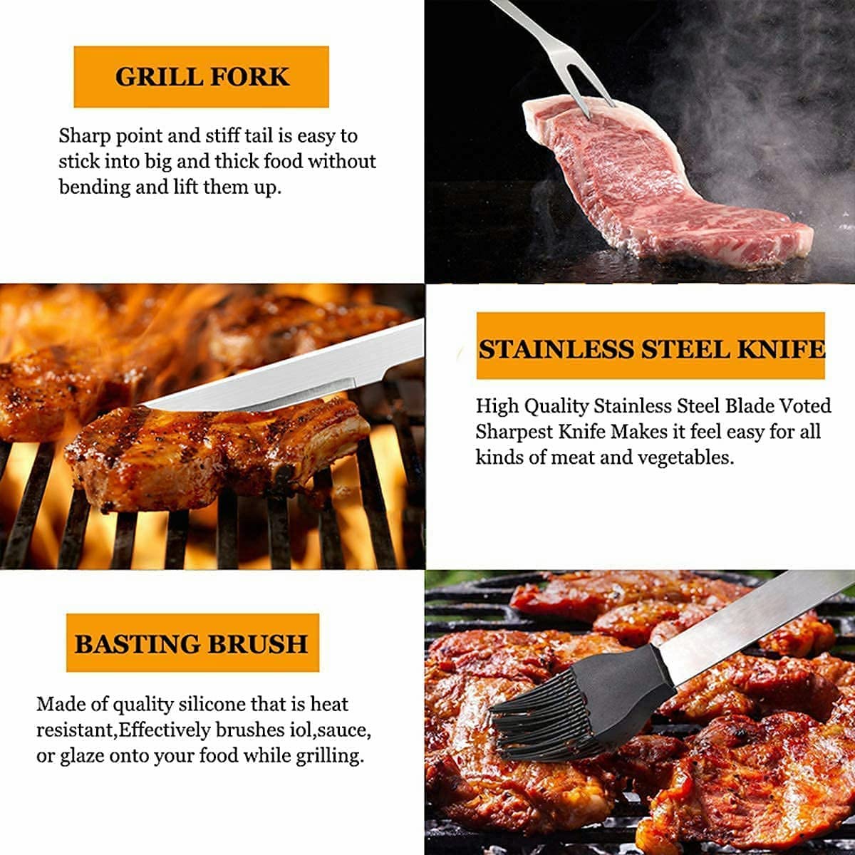 MUJUZE Grilling Accessories,Grill Utensils Set for Outdoor,Barbecue Tool Sets for Men,BBQ Accessories with Apron for Dad,Grill Tool Set,Grill Kit for Camping,Backyard