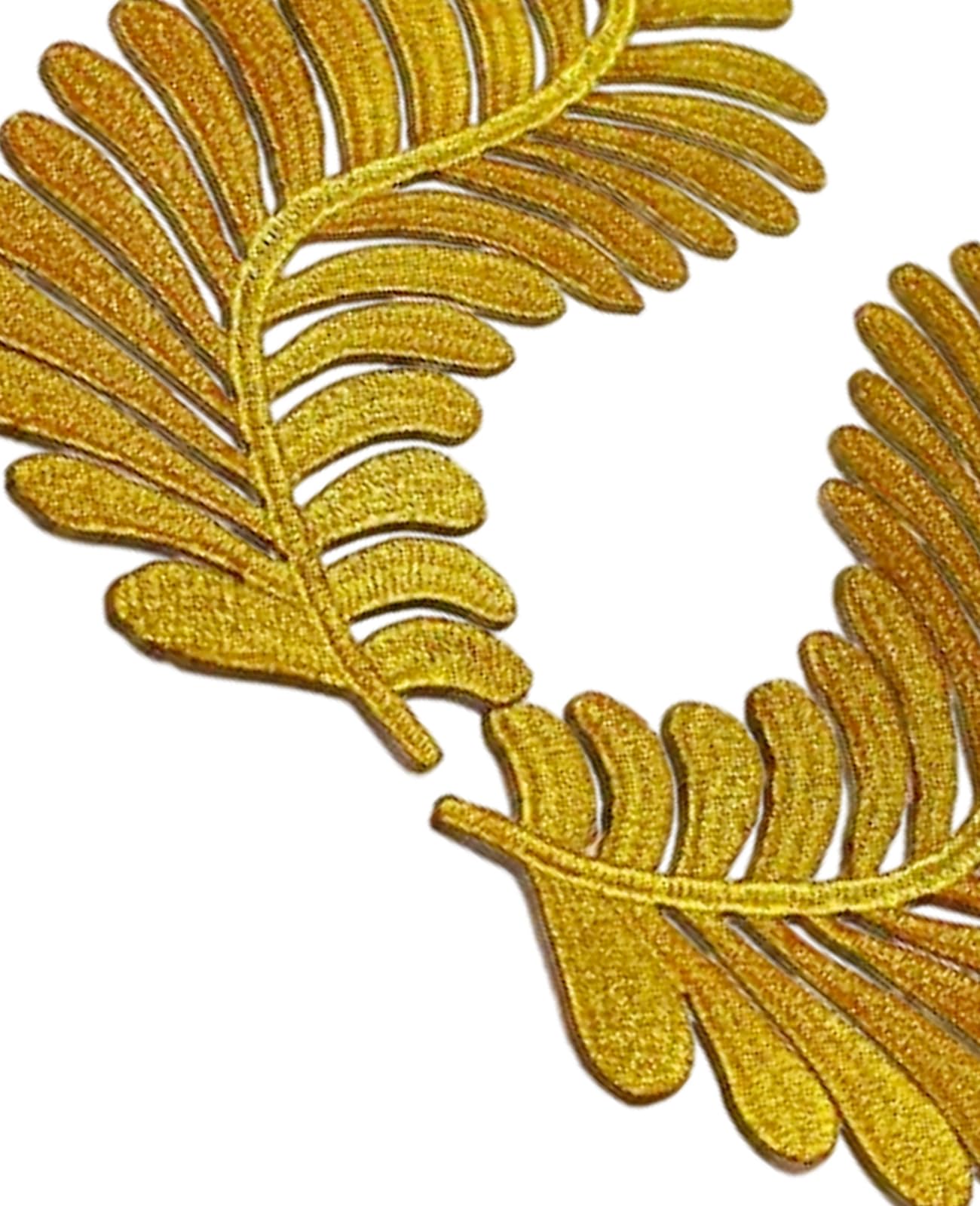 MSCFTFB 4 Pairs Leaves Iron on Patches,Decorative Ivy Embroidered Patch,Fabric Repair Patch for Clothes Jean Jacket Pant Vest Backpack Appliques Embellishments (Gold)