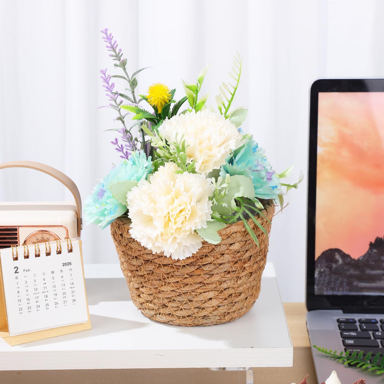 Alipis Wicker Planter: 5.1" Seagrass Plant Basket Indoor - Hand-Woven Planter Basket with Liner for Houseplants, Succulents & Boho Farmhouse Decor 2-Pack