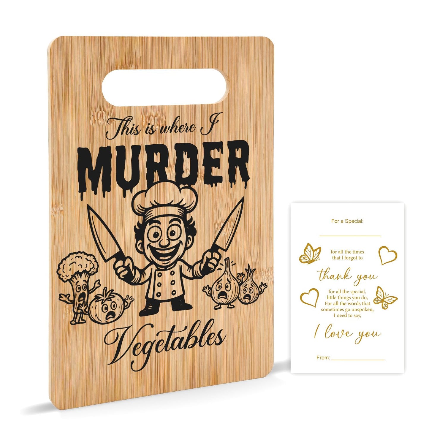 Funny Bamboo Cutting Board, This Is Where I Murder Vegetable Cutting Board, Housewarming Birthday Gifts for Family Friends, Chopping Boards for Kitchen Decor -020