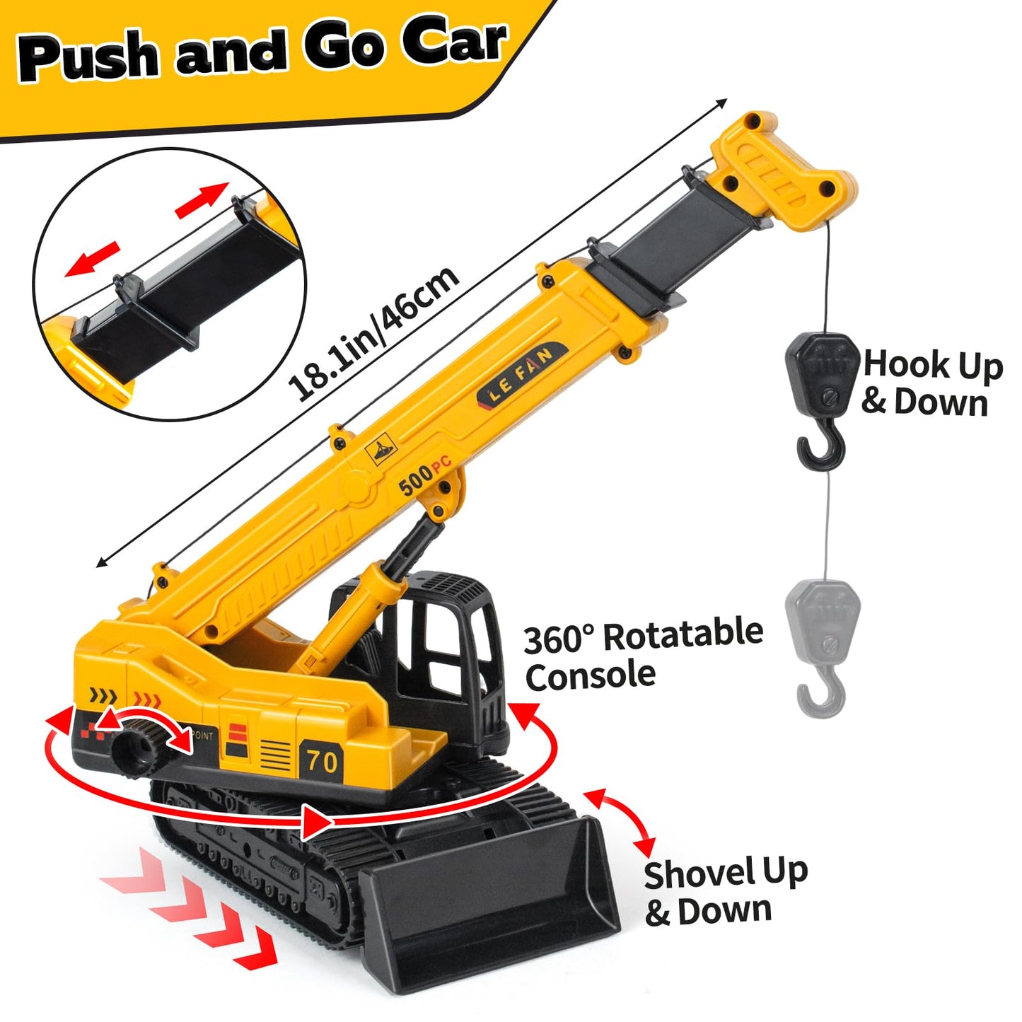 Kids Construction Toys for Boys - 3 in 1 Excavator, Crane and Dump Trucks with Road Signs for Toddlers Ages 3-5, Friction Power Construction Vehicles Model Car, Transport Truck Playset Birthday Gifts