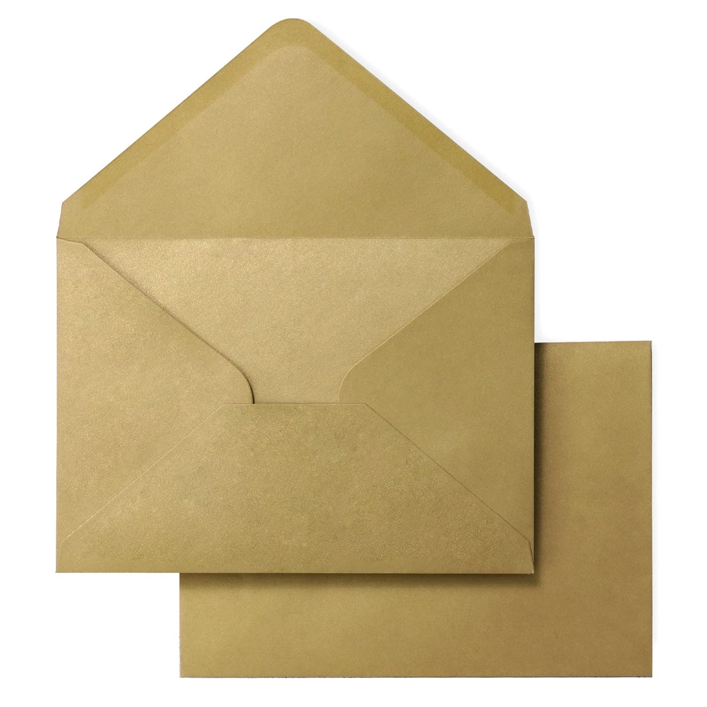 PONATIA 50 PACK A7 Envelopes, 5.25 x 7.5'' Dark Gold Shiny Envelopes For 5x7 Weddings Invitation Cards, Graduation Invite, Acrylic Invitations, Photos…