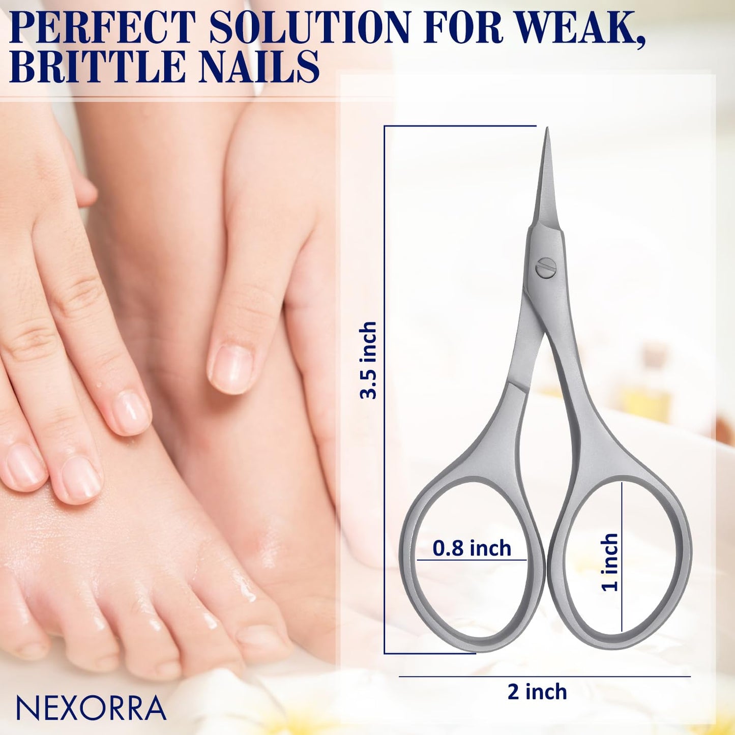 Nexorra German Nail Scissor Small Scissors for Nails, Cuticles, Beard, Eyebrows, Sharp Curved Toenails, Stainless Steel, Manicure and Pedicure Grooming Scissors for Men & Women Beauty Scissor.