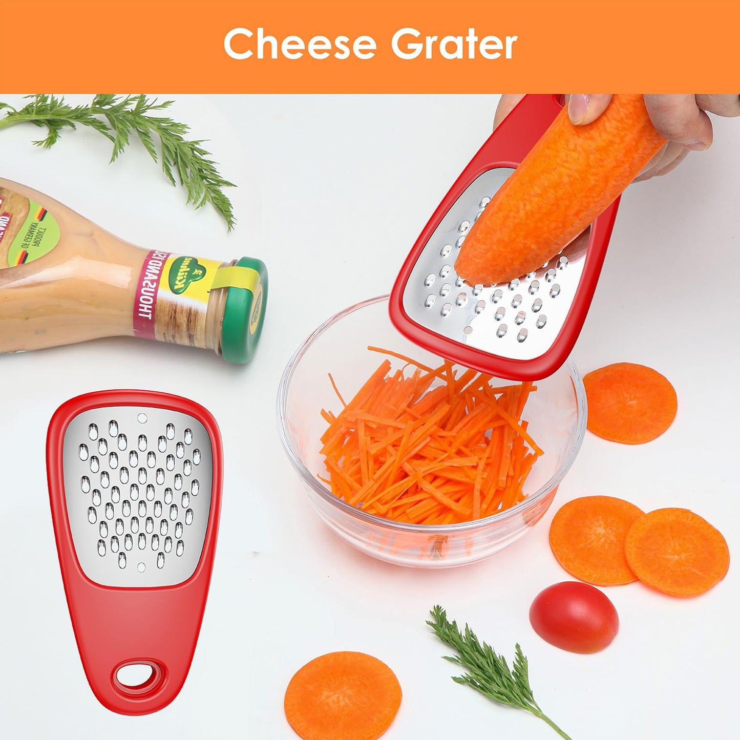 Pisol Kitchen Unique Gadgets Set 6 Pieces, Space Saving, Cheese Grater, Bottle Opener, Fruit Vegetable Peeler, Pizza Cutter, Garlic Ginger Grinder, Herb Stripper Gift Set