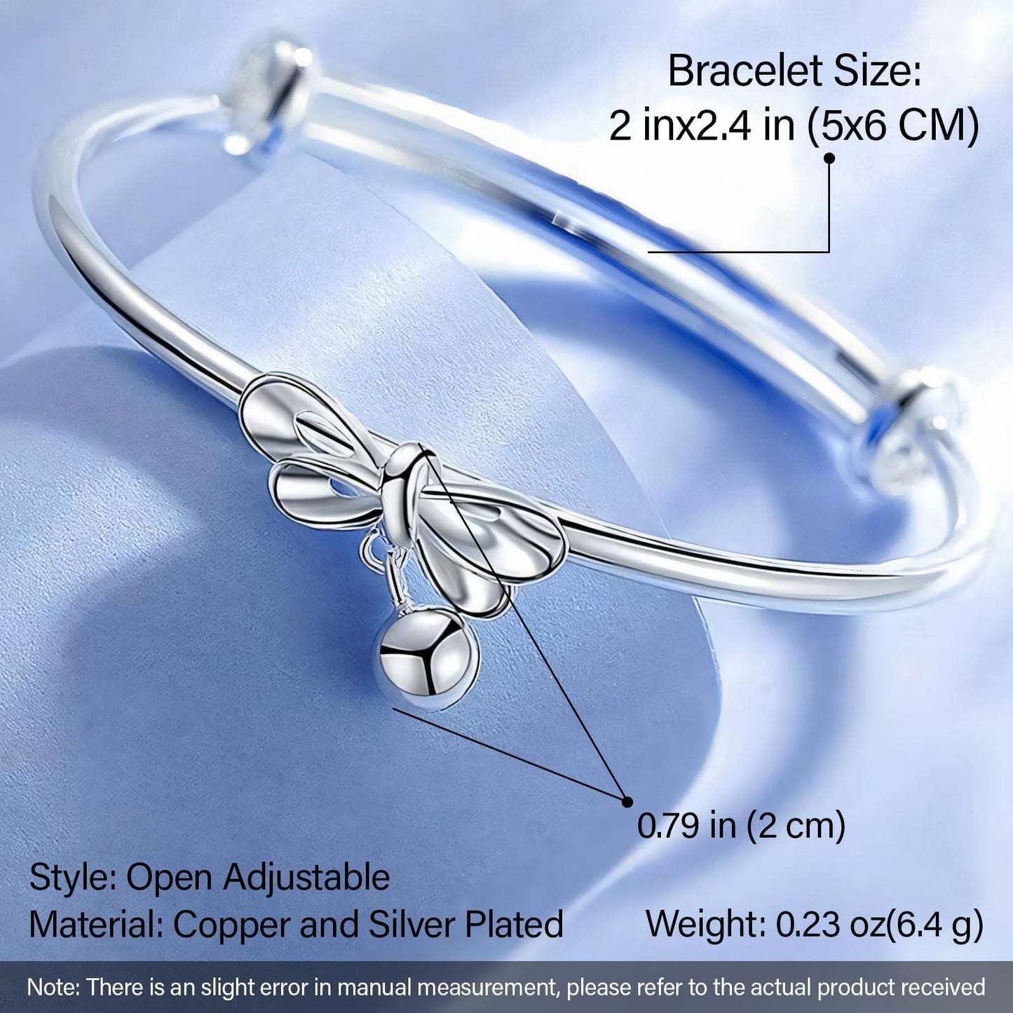 Baoaichi Handmade 925 Sterling Silver Bowknot Bangle Bracelets For Women Cute Knot Cuff Bracelets Trendy Charm Bracelet Open Adjustable Silver Cuff Bangle Daily Jewelry & Birthday Christmas Gift