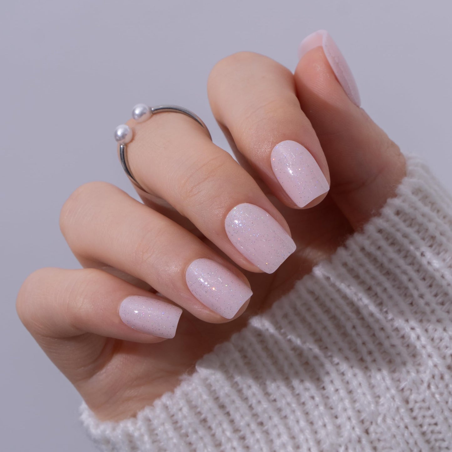 CurvLife Soft Gel Square Press-On Nails, Reusable Fake Nails with Glue & Adhesive Tabs, 30PCS Salon-Quality Stick-On Nails for At-Home Manicure (Fairy Veil)