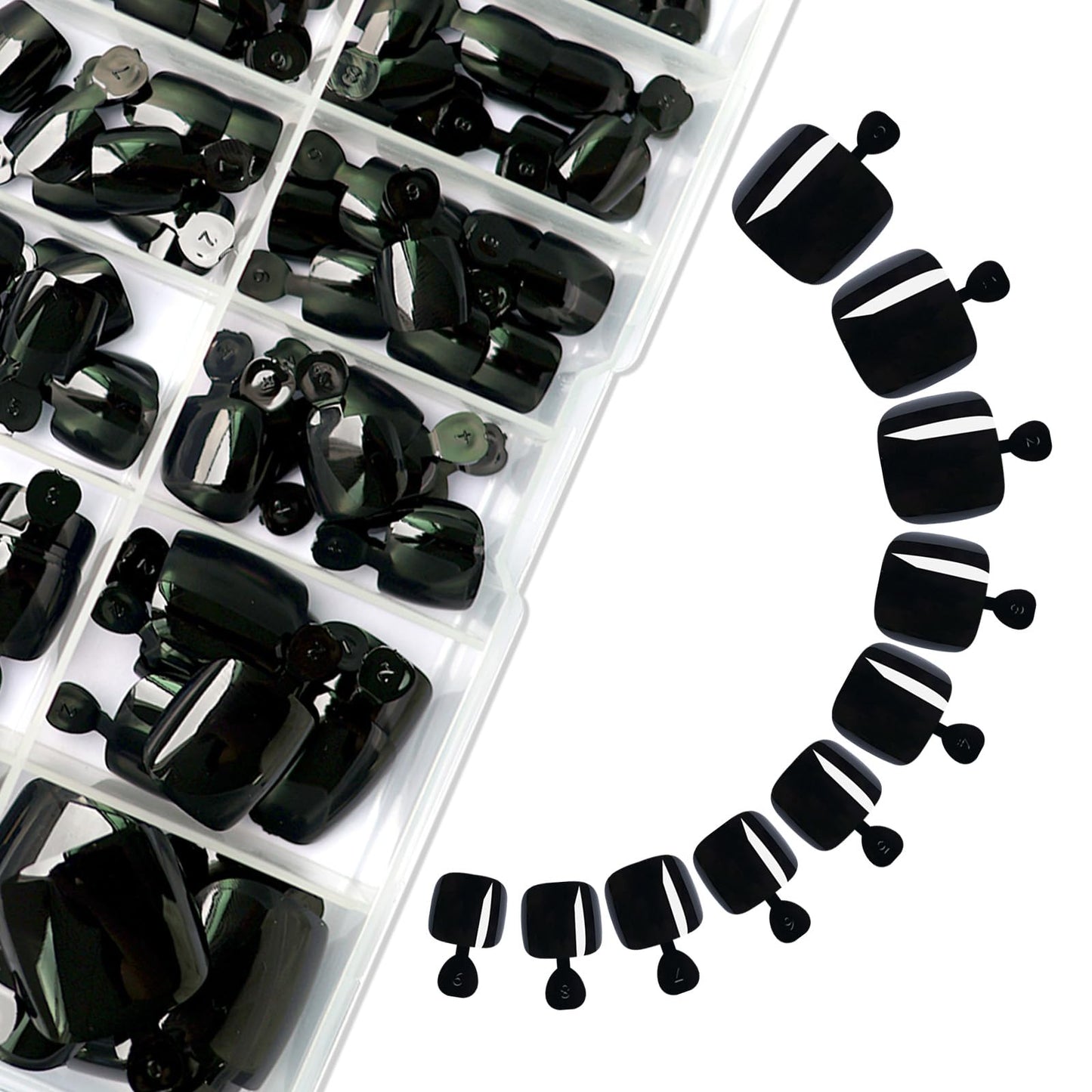 Lifextol 120PC Black Press on Toenails for Women Fake Toe nail Press ons Acrylic Toe Press on Nails Set, Black Press on Toe Nails Press on Fake Toenails Press ons Acrylic Toe Nail Tips Kit&Glue Tab-G