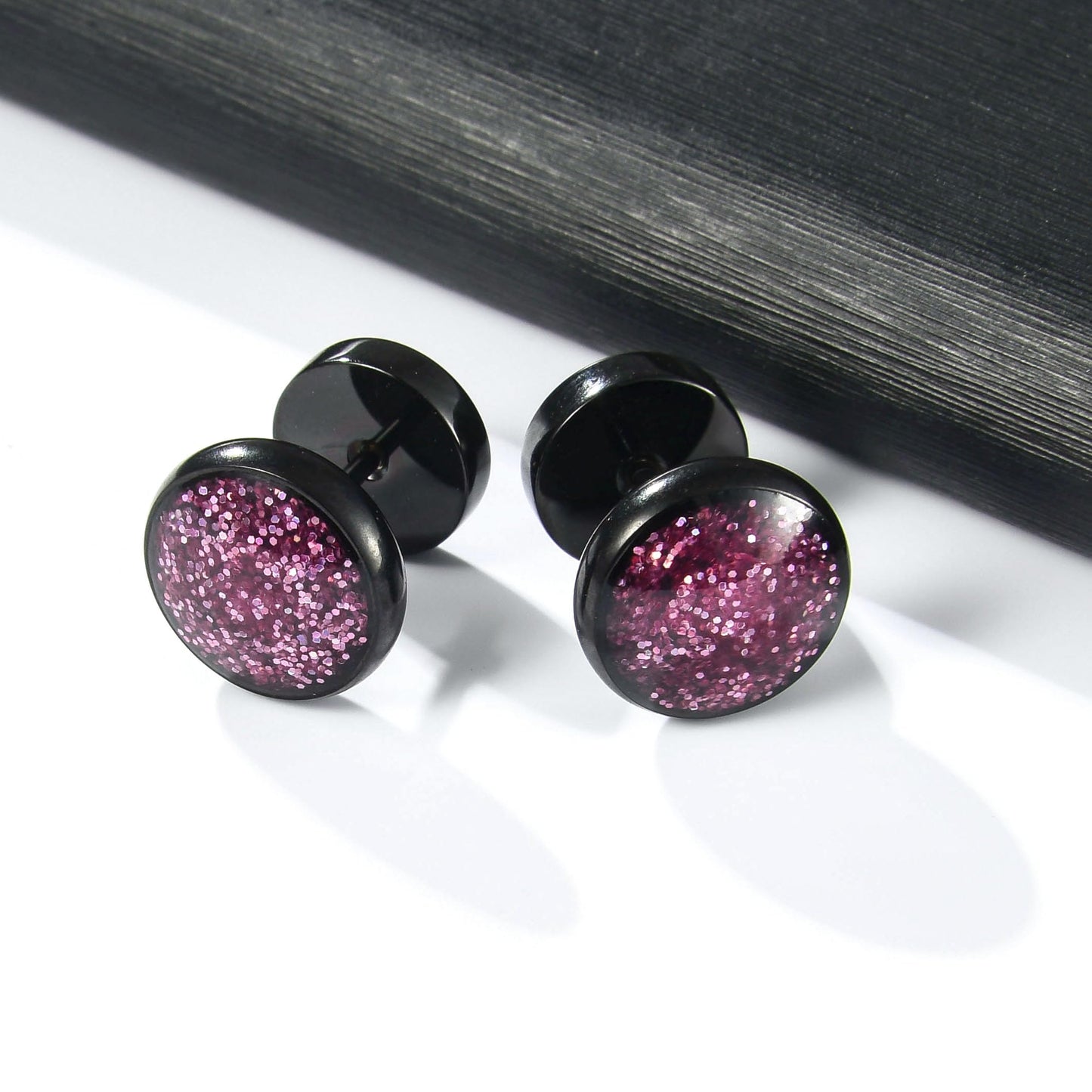 Surgical Stainless Steel Stud Earrings for Women Men Black Gold Plated Fluorescent Flat Back Hypoallergenic Earrings Suitable for Sensitive Ears