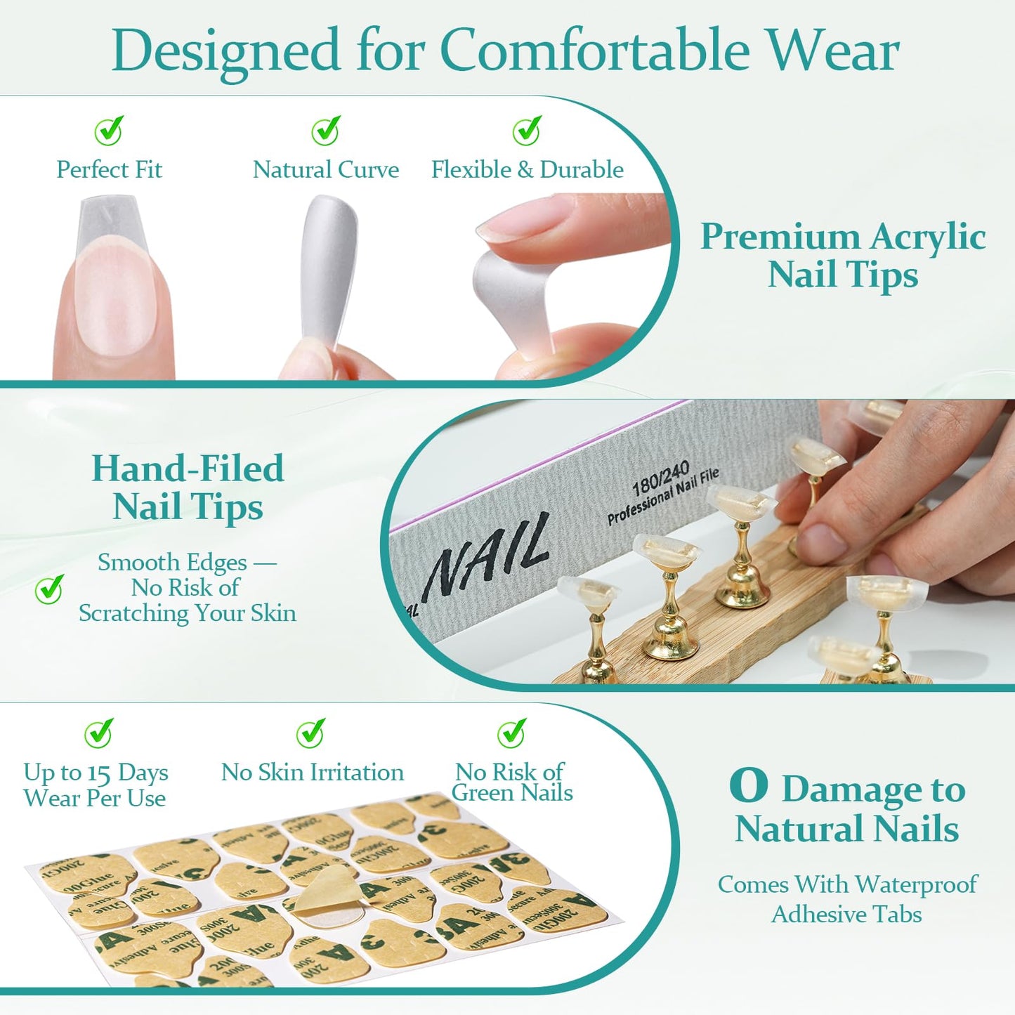 White Press On Nails Short ，Almond Acrylic Nails Press On，10 Pcs Milky White Tip Press Ons,Handmade Custom-Sized False Nails Kit,Salon Quality,Long Lasting,Size L for Wide Nails