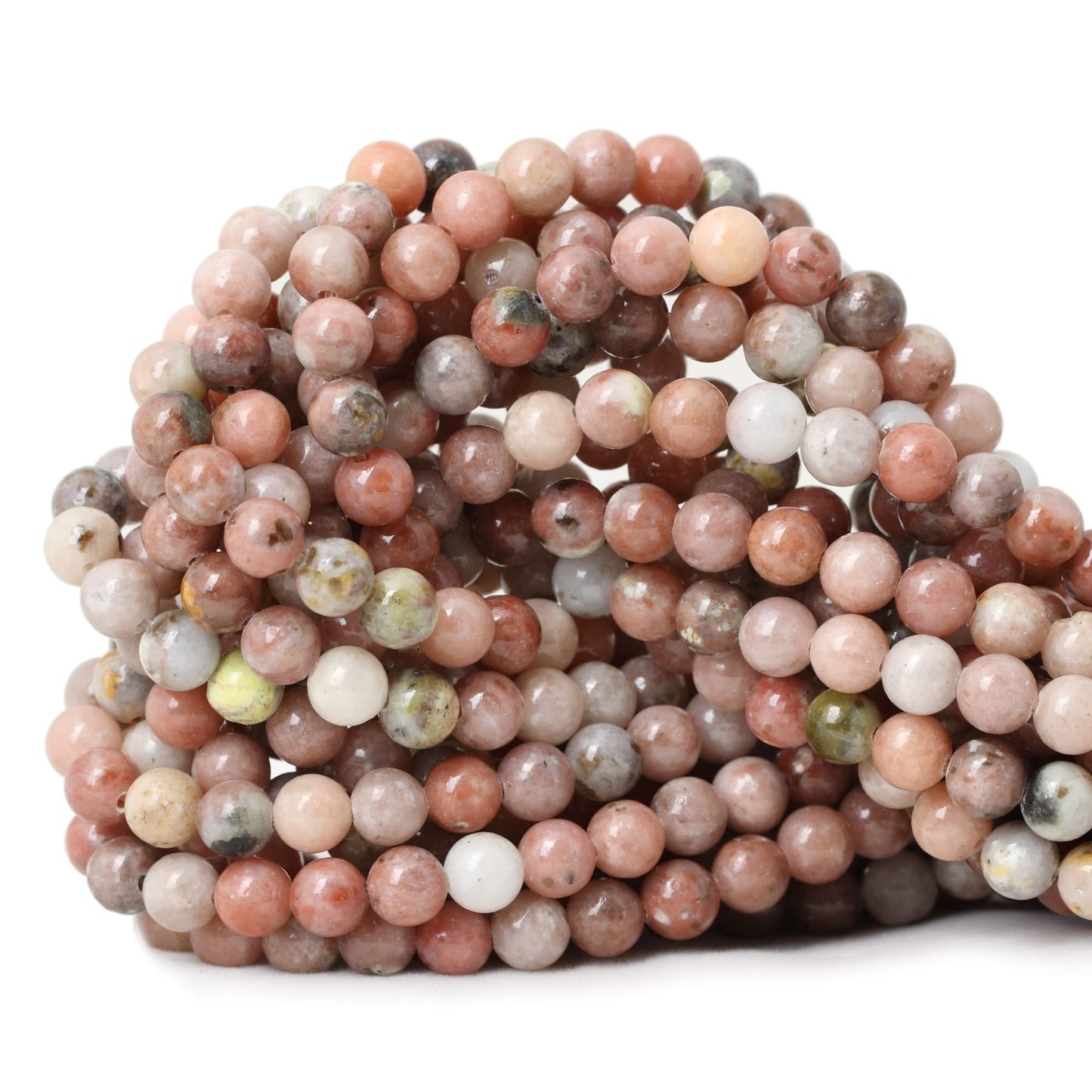 CHEAVIAN 60PCS 6mm Natural Plum Blossom Stone Gemstone Round Loose Beads for DIY Bracelet Necklace Earrings Jewelry Making 1 String 15 Inches