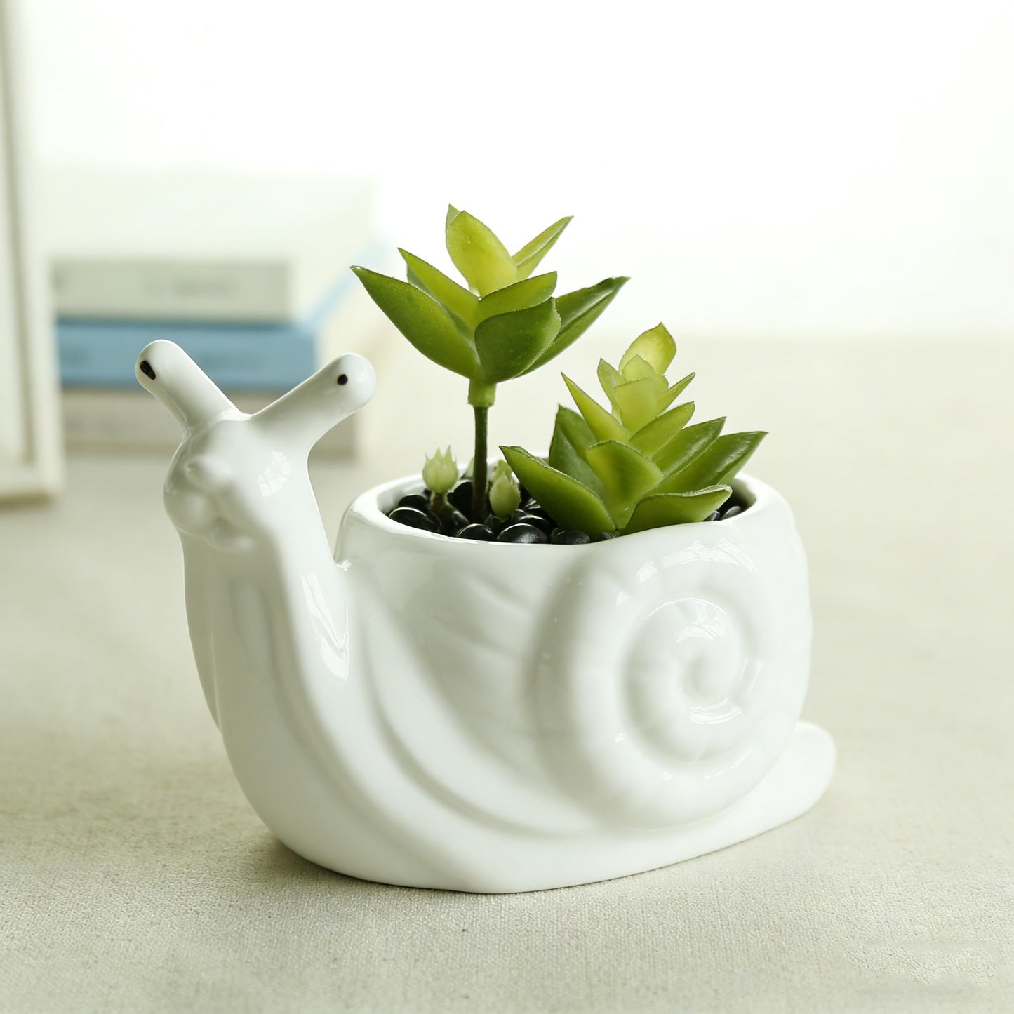 Youfui Snail Succulent Planter, Ceramic Animal Flower Pot for Home Office Desk Decor, Small Cactus Planter Pot, for Plant Lovers