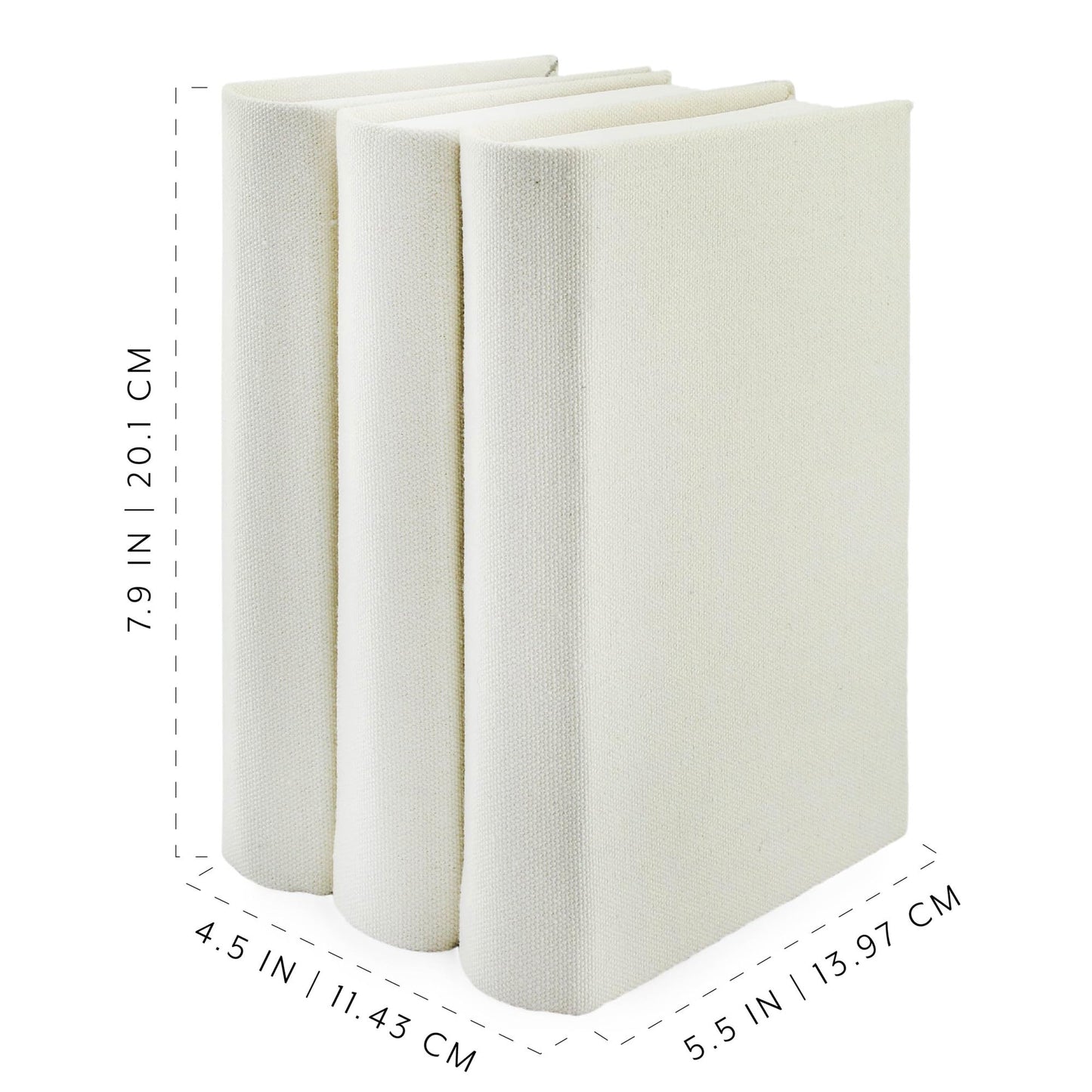 AuldHome Design Faux Book Stack (Cream); Blank Set of 3 Decorative Books for DIY Crafts and Home Decor