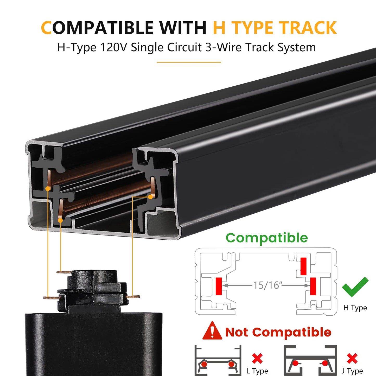 VANoopee 12-Pack 10W Dimmable LED Track Lighting Heads H Type Track Light Replacement Fixtures Bright 3000K Warm White Ceiling Spotlight for Accent Task Art, Flicker Free CRI90+ 24° 800lm Black