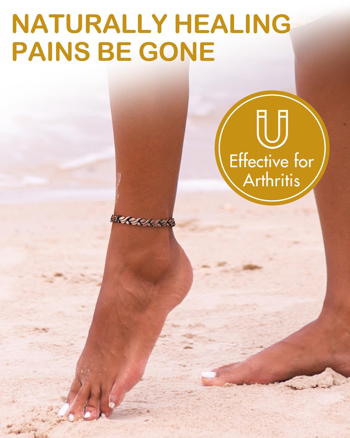 Feraco Copper Ankle Bracelet for Women, 99.99% Pure Copper Magnetic Anklet with 3500 Gauss Neodymium Magnet, Adjustable Jewelry (Fishtail)