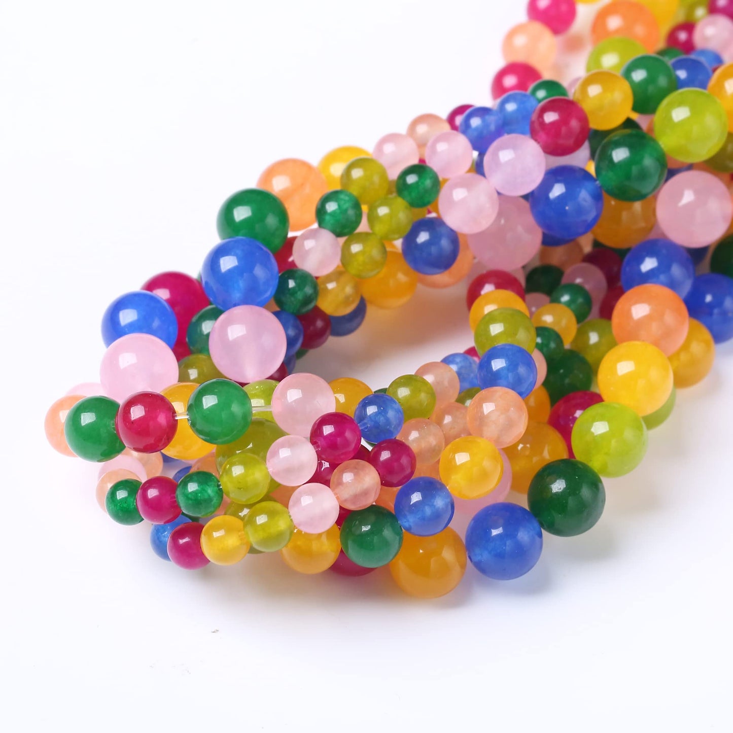 10MM Colored Agate Beads Round Loose Beads Natural Gem Beads Crystal Energy Stone Beads for Jewelry Making DIY Bracelet Necklace