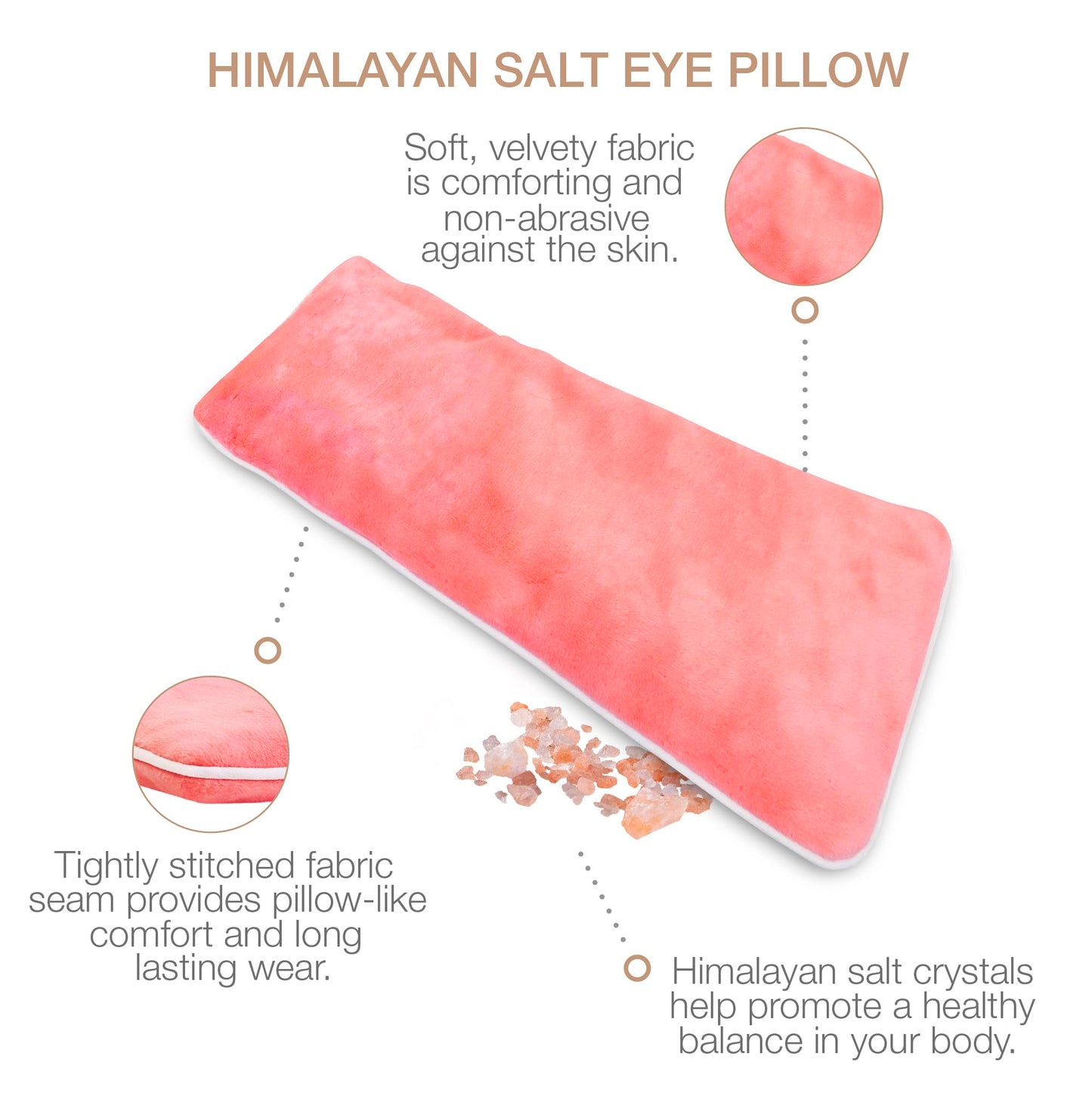 Eurow Luxe Himalayan Salt Eye Pillow Mask, Microwavable & Freezable Warm or Cold Compress for Relaxation, Headaches, Puffiness, Stress Relief, Sleep Support & Eye Strain, Pink