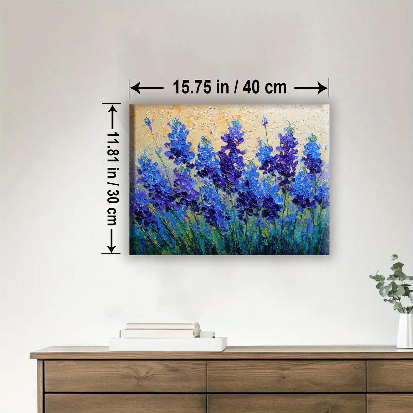Aeontinity Texas Bluebonnet Plant Framed Canvas DIY Paint by Numbers Kit Bar Cafe Cave Home Room Wall Bathroom Porch Patio Decor Gift, 16 x 12 Inch