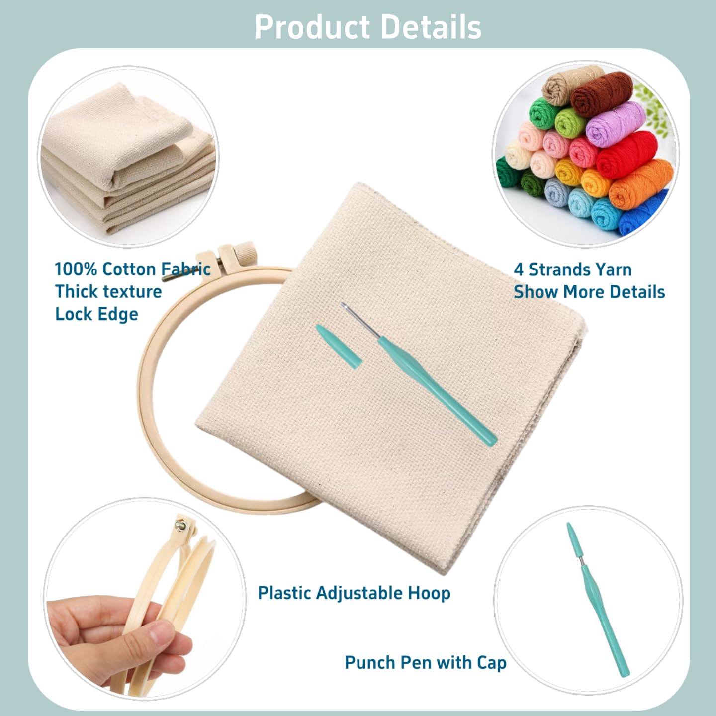 DIY Punch Needle Kits Pair of Red Cardinal Easy for Beginners Starter Set with Hoop Needlepoint Embroidery Craft Hobby and Home Decor 20x20cm