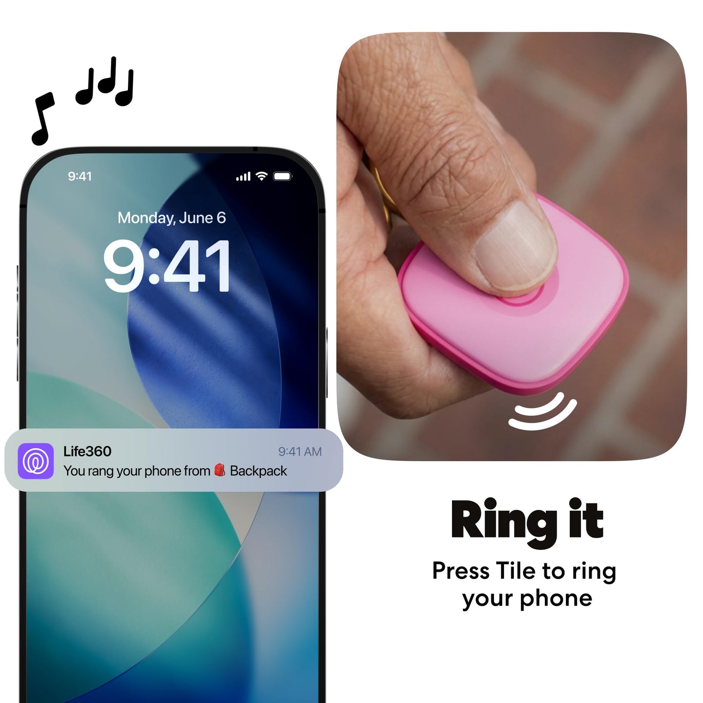 Life360 Tile - Bluetooth Tracker, Keys Finder and Item Locator for Keys, Bags and More. Phone Finder. Both iOS and Android Compatible. 1-Pack (Pink Punch)