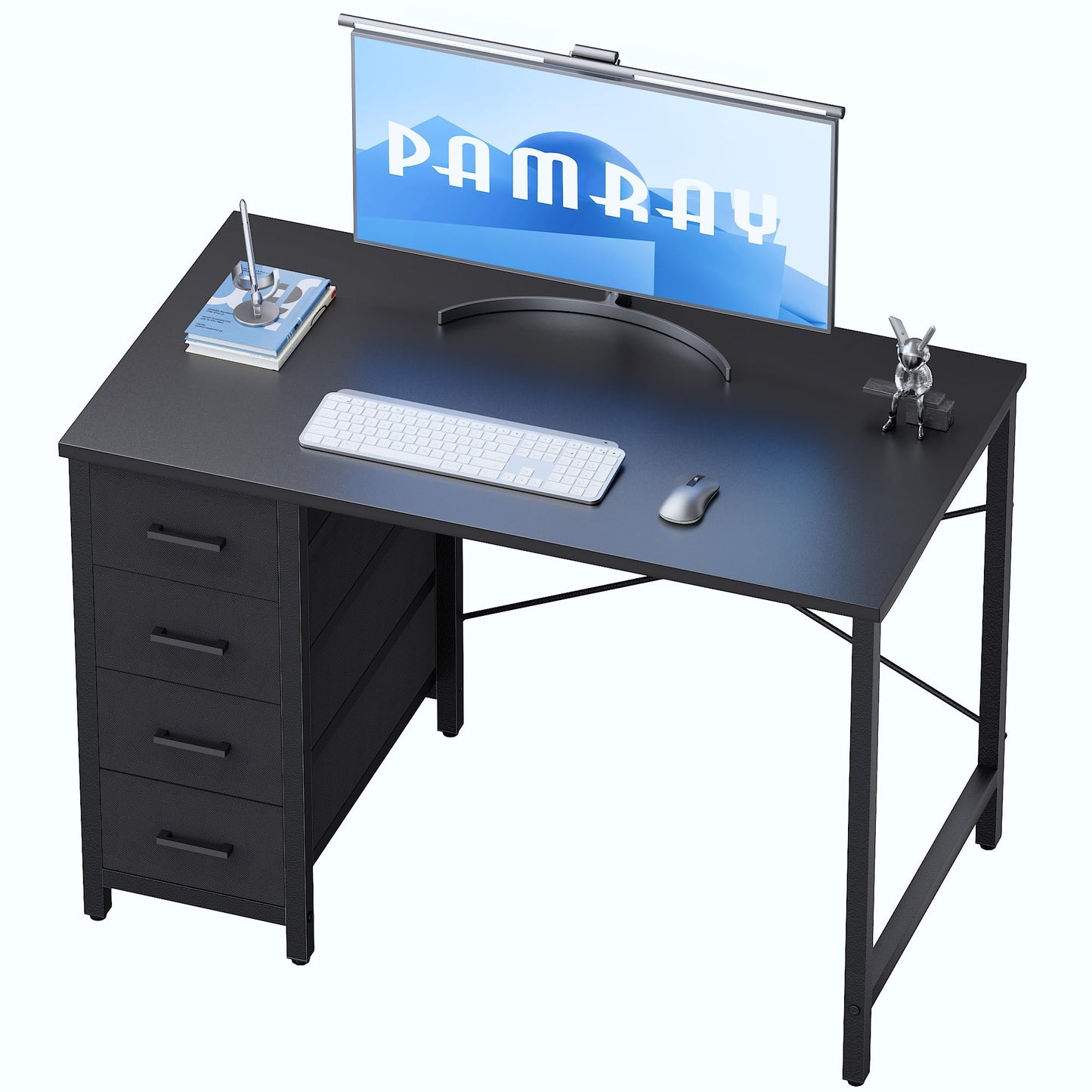 Pamray 32 Inch Computer Desk with 4 Drawers Small Office Desk for Home Bedroom Study Writing Simple Modern Computer Table Black