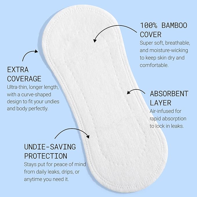 Flex Bamboo Panty Liners | Ultra Thin Daily Pantyliners | Comfortable Fragrance-Free Feminine Care Liners | 100% Bamboo | 7.08” Long, 10mL Absorbency | Helps Fight Odor | (2-Pack, 100 Liners Total)