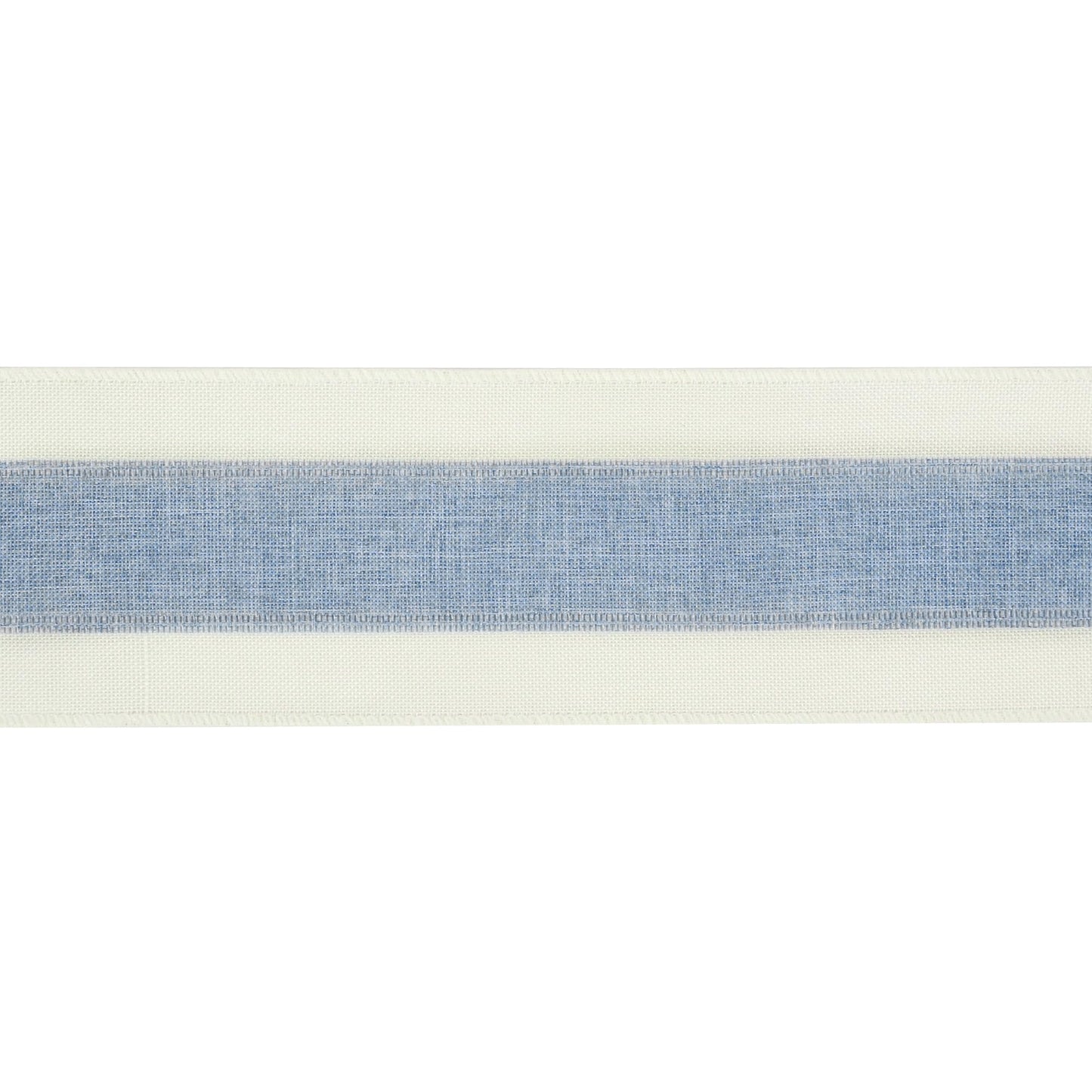 MEEDEE Blue and White Stripe Ribbon Wired 2.5 Inch Light Blue Burlap Ribbons with Ivory Stripe Edge Wreath Supplies, Baby Shower Decorations, Crafts Bow Making (10 Yards)