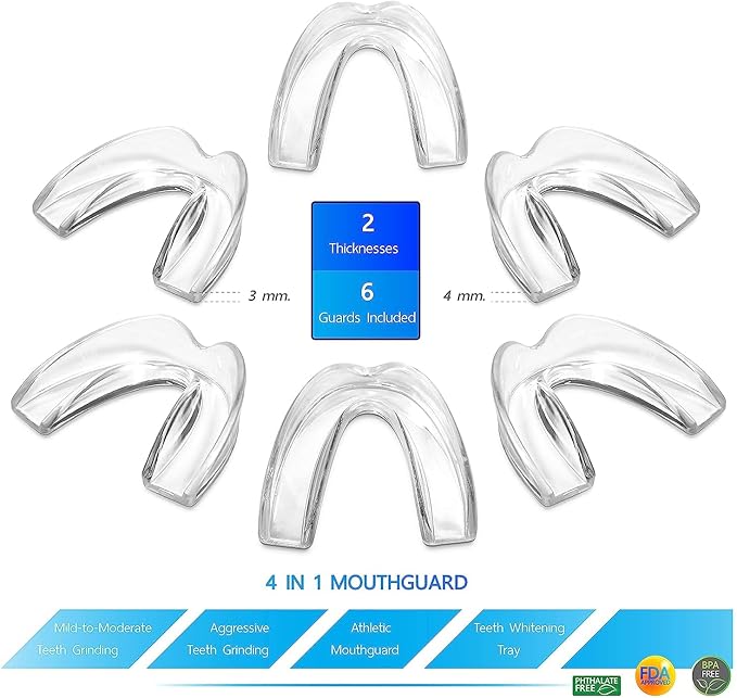 The ConfiDental Mouth Guard for Teeth Grinding & Clenching Pack of 6 Moldable Night Guards for Bruxism, Custom-Fit Protection for Comfortable Day & Night Use