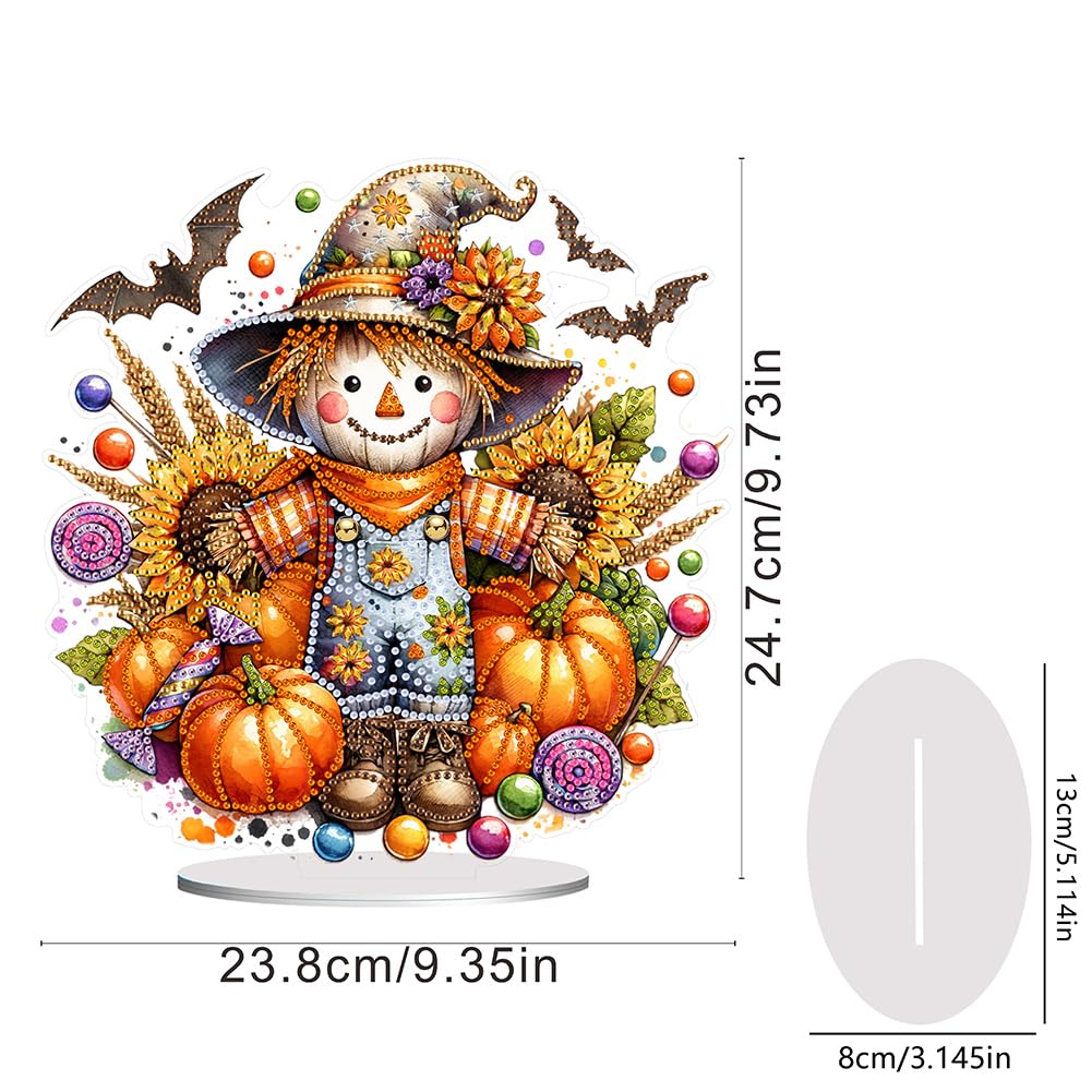LAKEQUILL 5D Tabletop Diamond Art Kit - Scarecrow Stand Up Desktop Decor for Adults, DIY Diamond Art Painting Craft Kit for Home Office Decoration