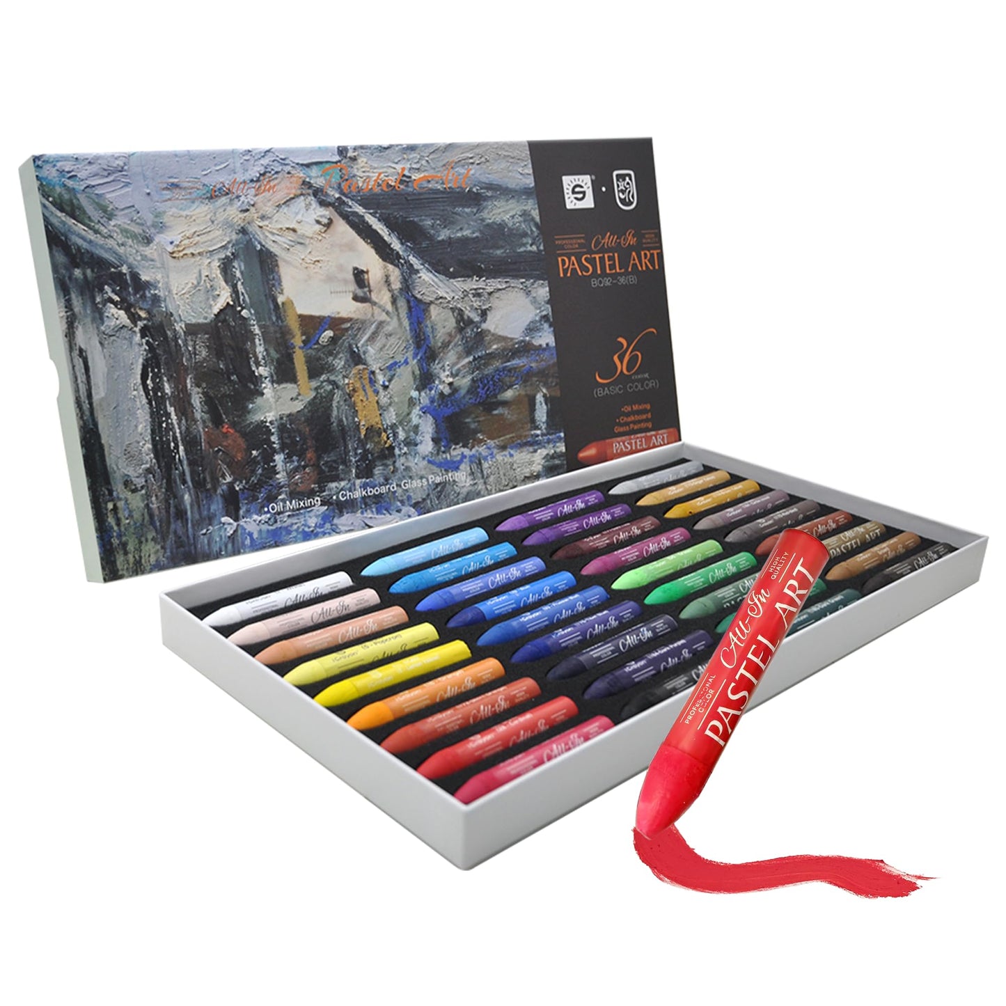 iCrayon Professional Oil Pastels Set – 36 Classic Colors, Rich Pigment & Smooth Blending, Artist-Grade Oil Pastels for Drawing, Sketching & Fine Art