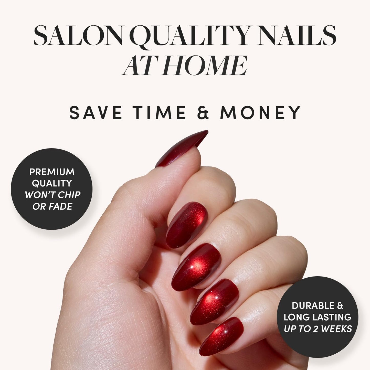 Glamnetic Press-On Nails Bundle - Frosted Cranberry, Goal Digger & Fall Mauve | Short Almond Fake Nails in Deep Red with Jelly Finish | Glossy, Semi-Transparent, Short Round Nails | Muted Blush Mauve