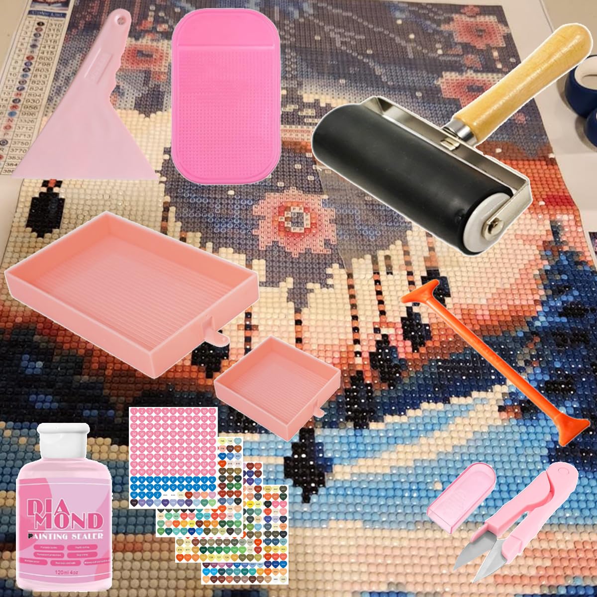 XEUZK All-Inclusive Diamond Art Accessories Kit with A3 DiamondPainting Light Pad Kit, Light Board for Painting Accessories, Bead Organizers & 5D Painting Tools Set for Full Drill & Partial Drill Art