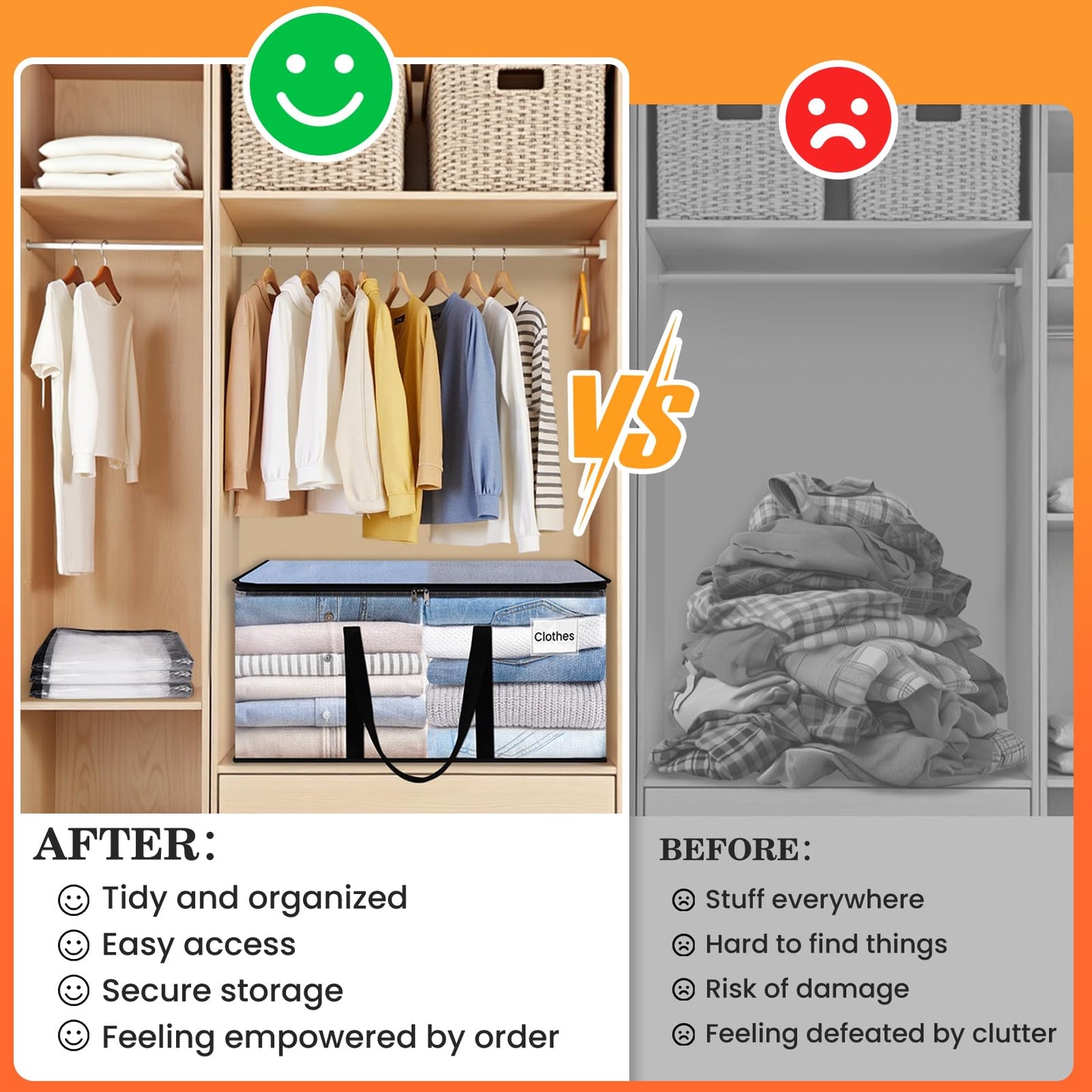 EpicTotes Extra Large Heavy Duty Moving Bags, Storage Bags with Strong Zippers & Handles, Packing Bags for Moving Essentials, Ideal Storage Tote for Home, Dorm & Storage Solutions, 93L, 6 Packs, Clear