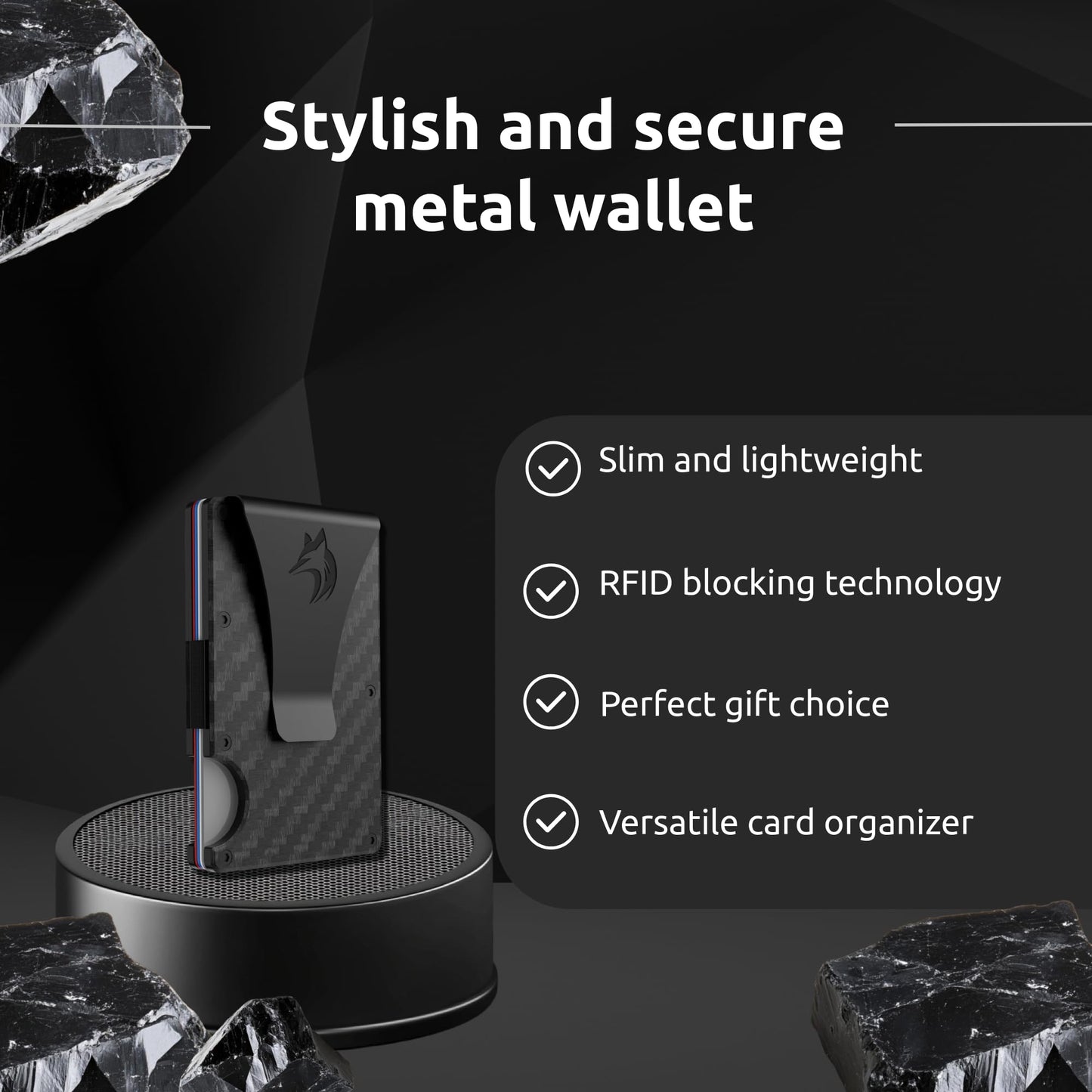 TRAVELINGO Slim RFID Blocking Wallet For Men - Light Weight, Durable & Compact- Minimalist Wallet With Money Clip (Carbon Fiber)