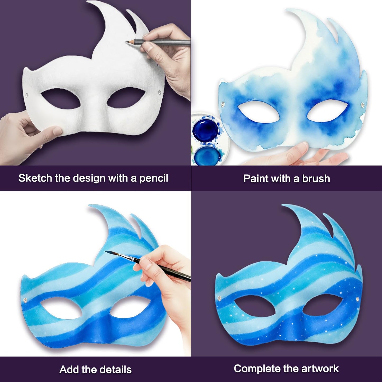 Hcaiip 15 PCS DIY White Masquerade Masks DIY Paper Blank Half Face Mask Craft Art Plain Paintable Mardi Gras Masks Halloween Party Mask