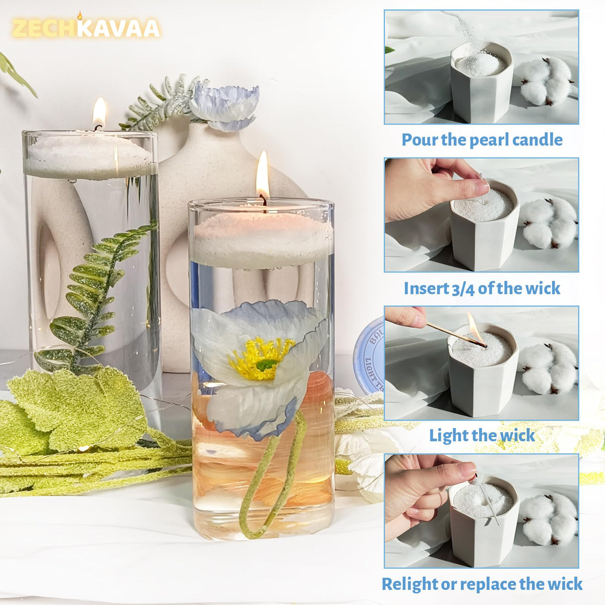 Prosecco Scented White Pearled Candle 18oz Luxury Sand Candle Granulated Wax (18 Ounce)