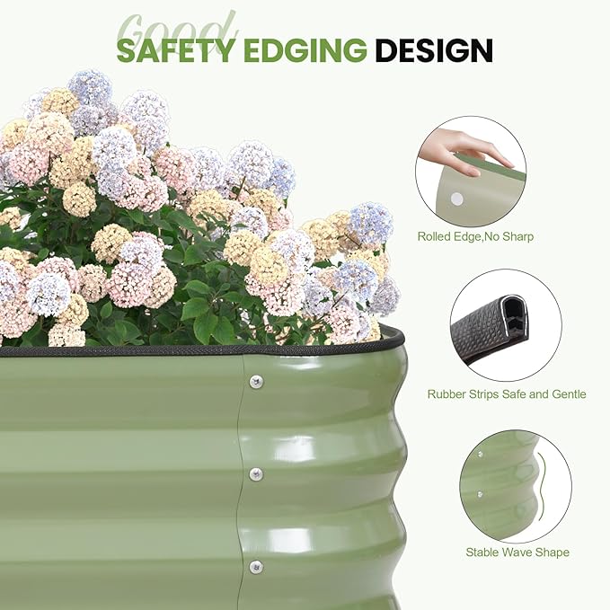 G GOOD GAIN 4-in-1 Adjustable Raised Garden Bed Kit | Galvanized Planter Boxes for Vegetables, Flowers | 12" Tall, Multiple Sizes (5x3x1ft, 4x4x1ft, 6x2x1ft, 7x1x1ft) | Outdoor Metal Raised Bed, Green