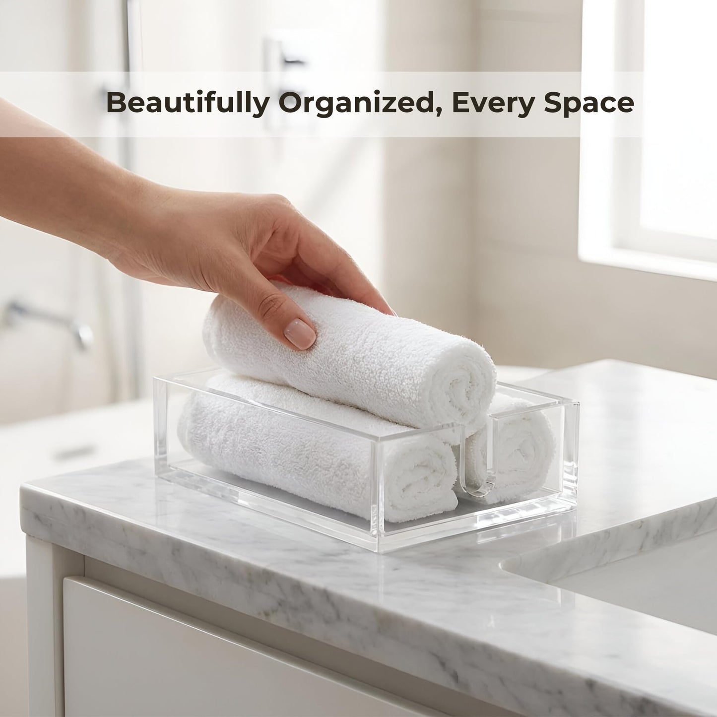 Luxury Clear Acrylic Napkin & Guest Towel Holder for Bathroom, Kitchen and Dining Table