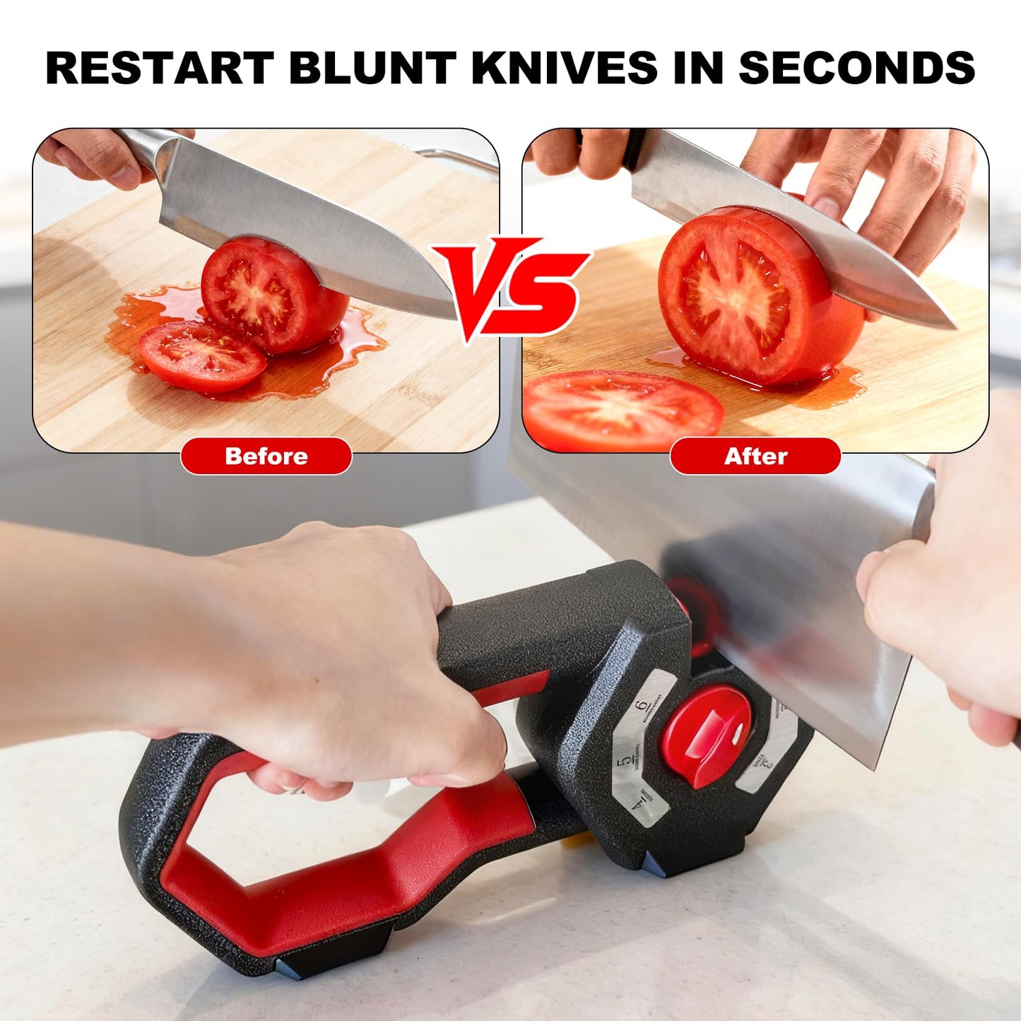 6-in-1 Knife Sharpener, Sharpening Stone Kitchen Knife Sharpener with Scissor Sharpening Slot, Ceramic Rods, Emery, Tungsten Steel Sheets, Non-Slip Base for Chefs Home Kitchen