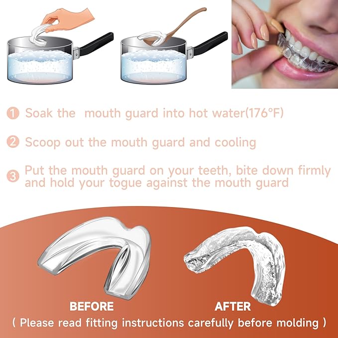 4 Pack Orange Mouth Guards for Women and Men, Large Size, Moldable Night Guards for Teeth Grinding and Clenching, Comfortable Bite Guards, Stylish Custom Dental Guards for Protection