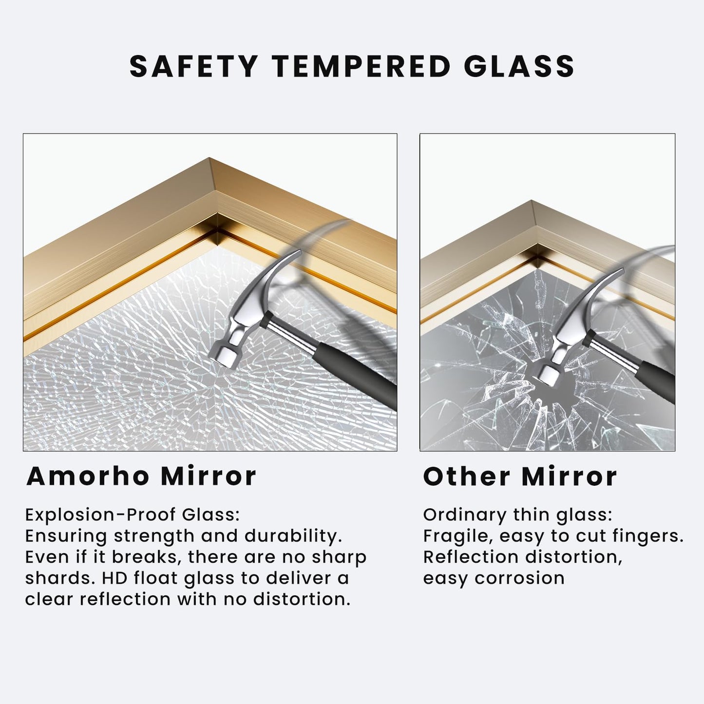 Amorho 24x36 Inch Bathroom Mirror, Gold Thick Metal Framed Wall Mirrors for Over Sink, Wall-Mounted Mirrors Perfect for Bedroom, Living Room, Entryway, Rectangle (Horizontal/Vertical).