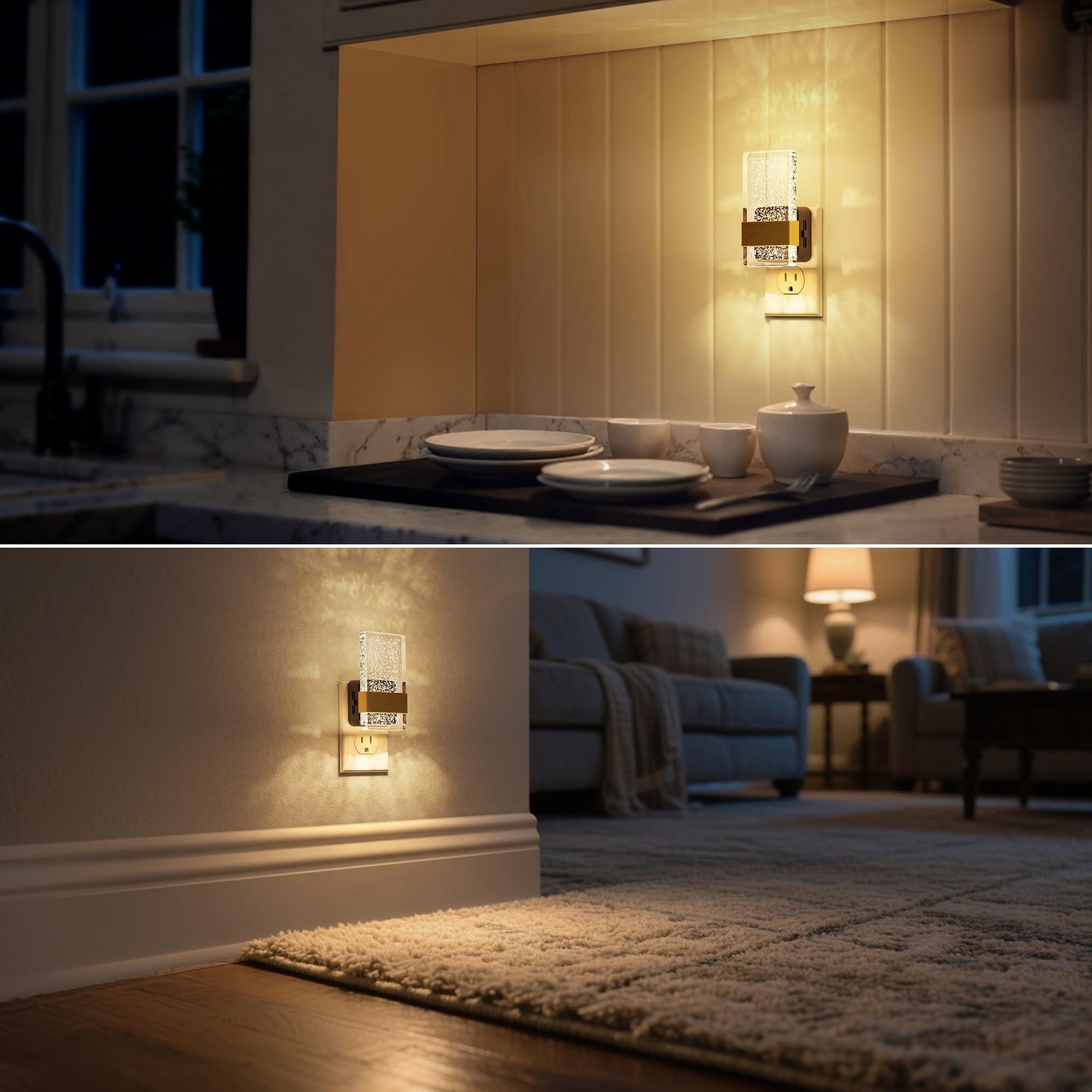 DORESshop LED Night Lights Plug Into Wall, 0-100LM Dimmable Nightlight, Bubble Decorative Night Light with Dusk-to-Dawn Sensor, Wall Sconce-Style Design Nightlights for Bathroom, Hallway,Stairway,Gift